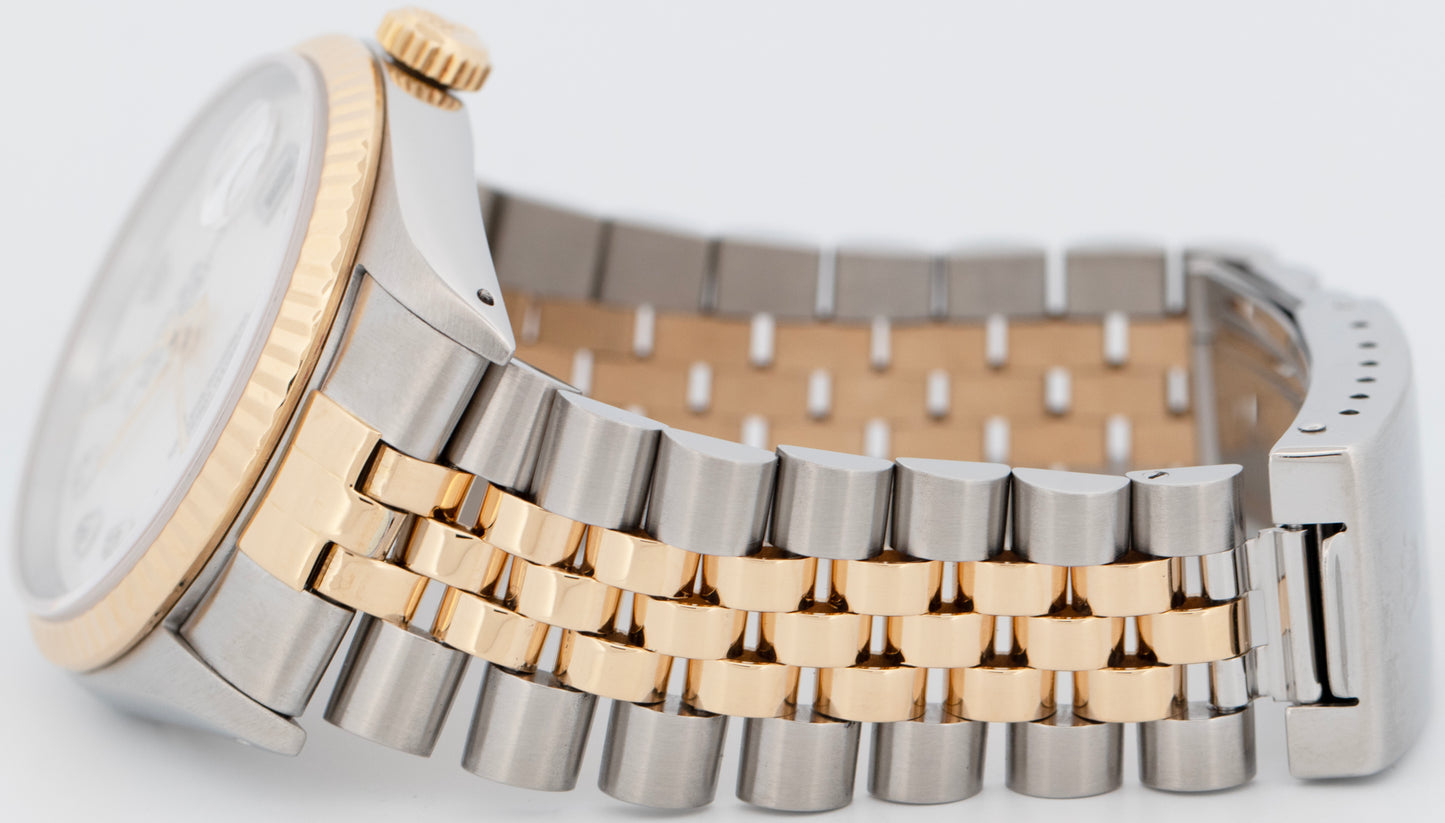Rolex DateJust 36mm MOP DIAMOND Two-Tone 18K Gold Steel JUBILEE Watch 16233
