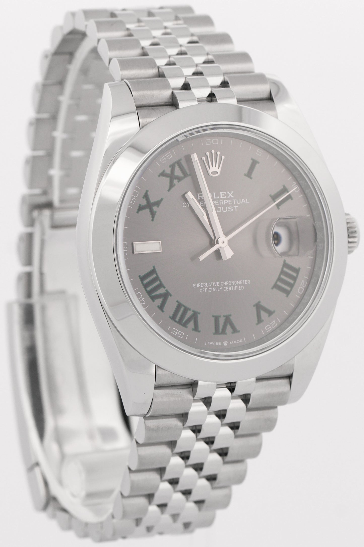 MINT 2023 PAPERS Rolex DateJust WIMBLEDON Rhodium Steel 41mm JUBILEE 126300 BOX