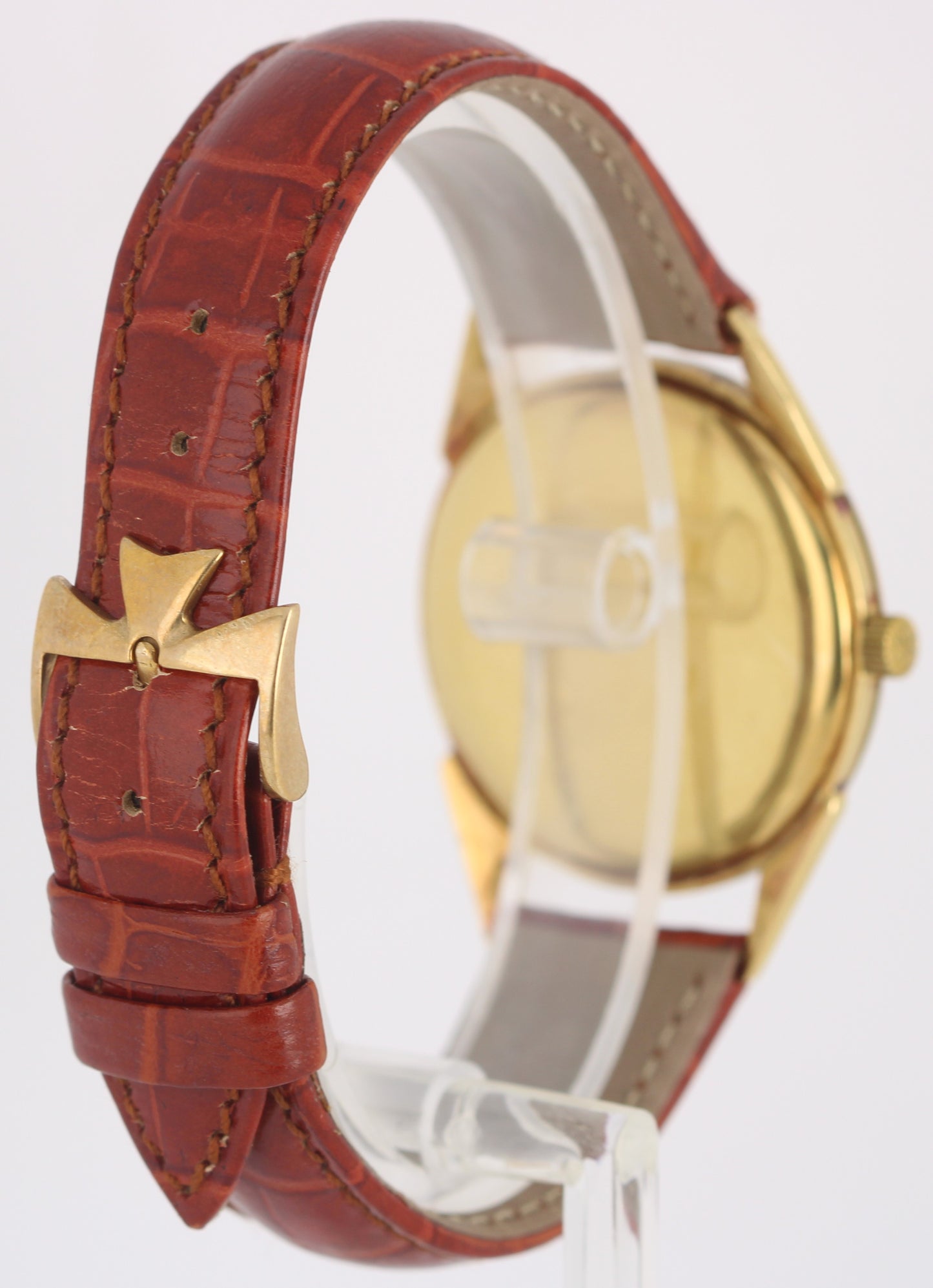 VINTAGE Vacheron Constantin 18k Yellow Gold Silver 33mm 4752 Leather Watch