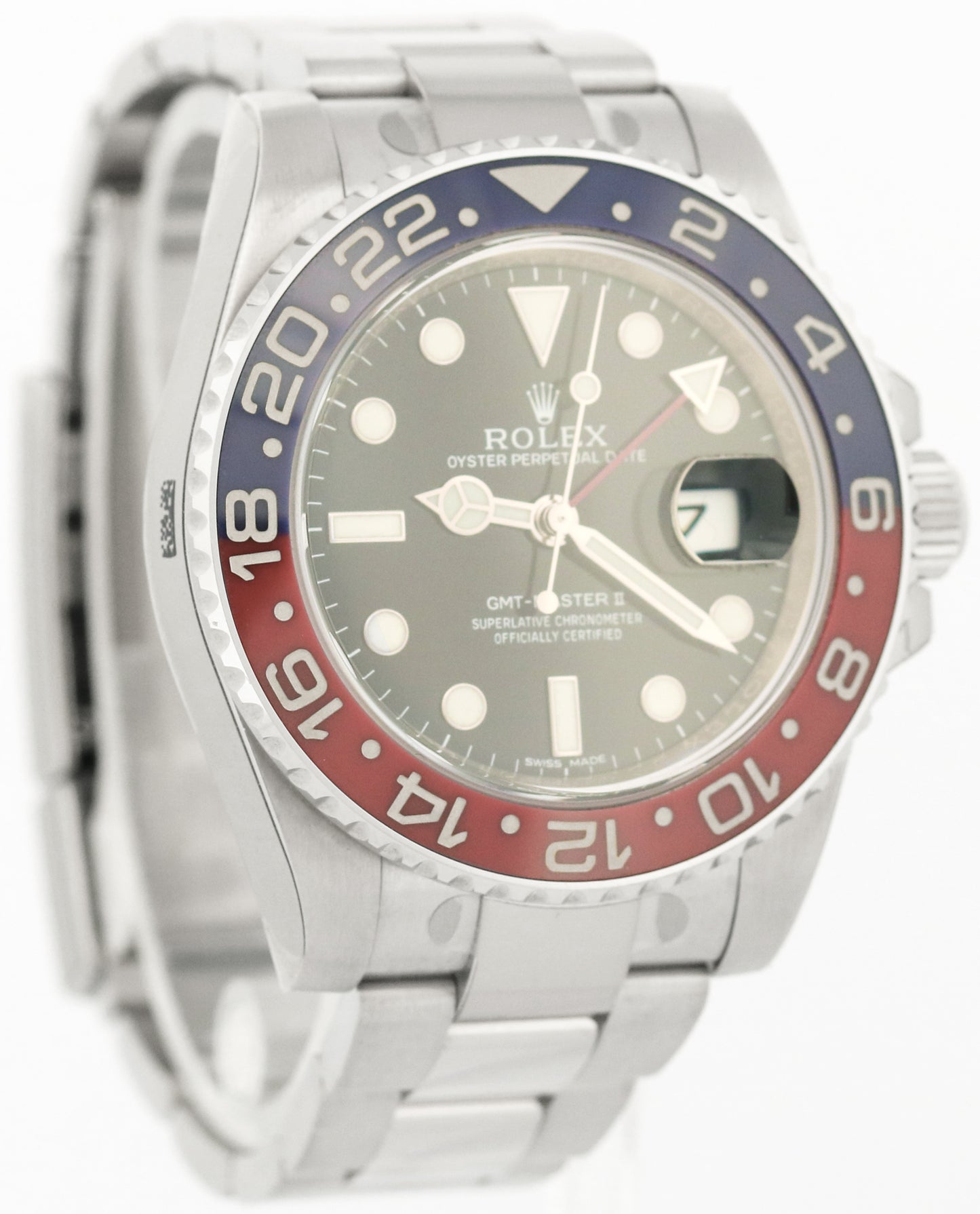 STICKERED Rolex GMT-Master II PEPSI 18K White Gold BLACK Watch 116719 BLRO BOX