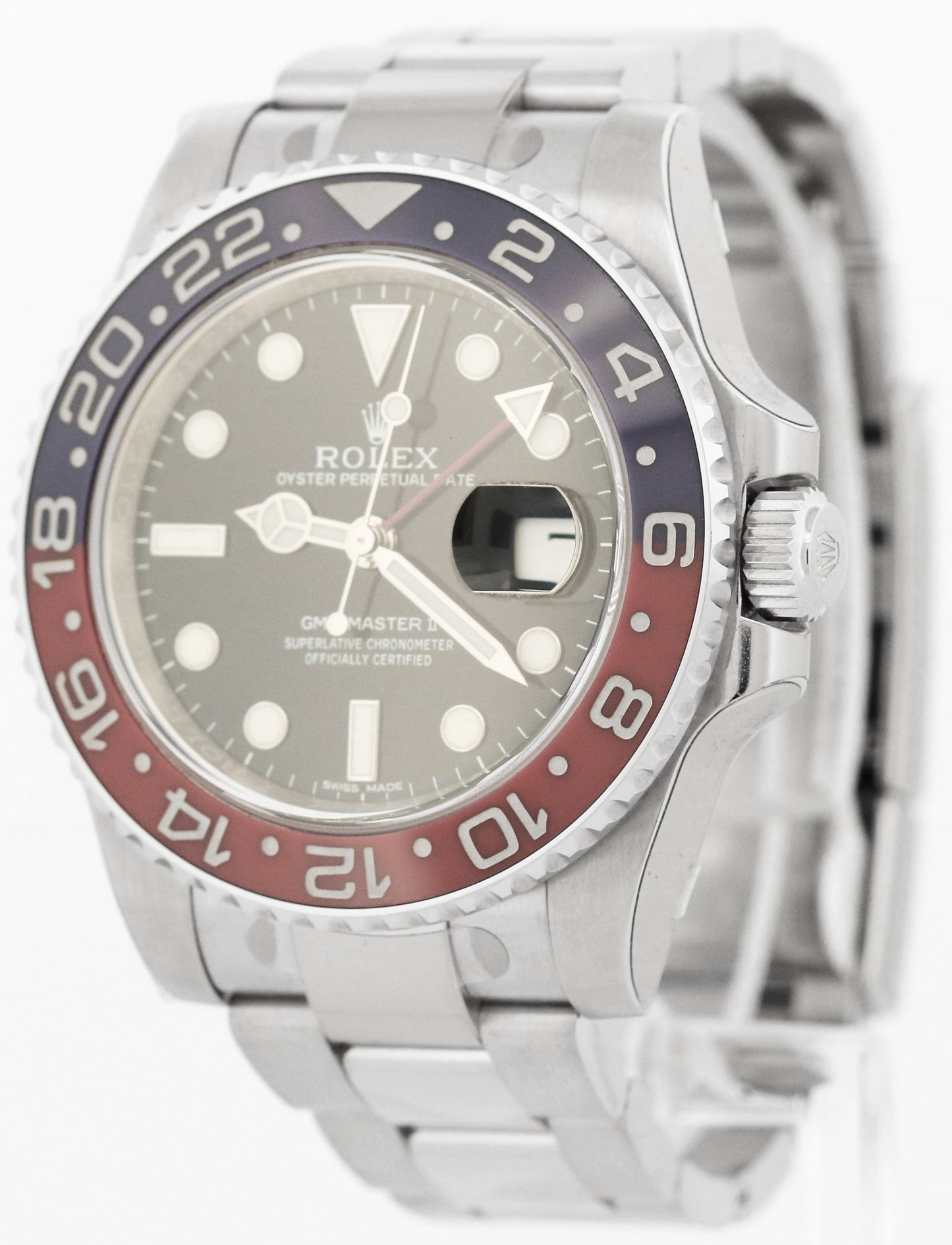 STICKERED Rolex GMT-Master II PEPSI 18K White Gold BLACK Watch 116719 BLRO BOX