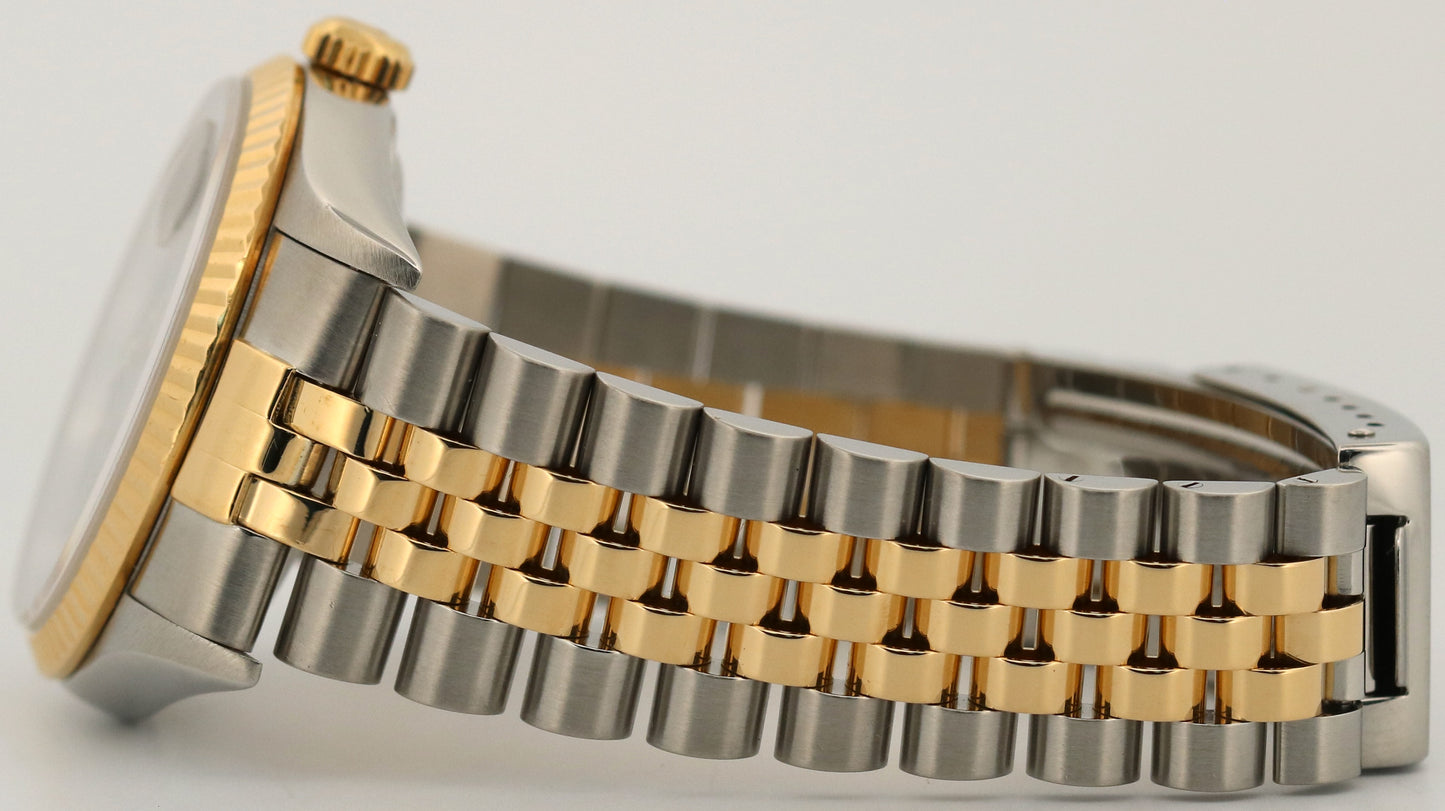 Rolex DateJust 36mm BLACK Two-Tone 18K Yellow Gold Steel Fluted JUBILEE 16233