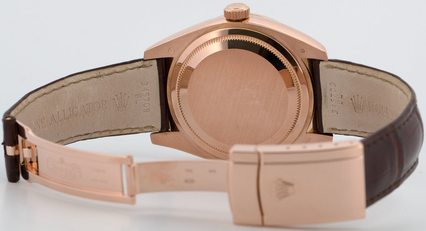 Rolex Sky-Dweller 42mm WHITE 18K Rose Gold Fluted Brown LEATHER 326135 Watch BOX