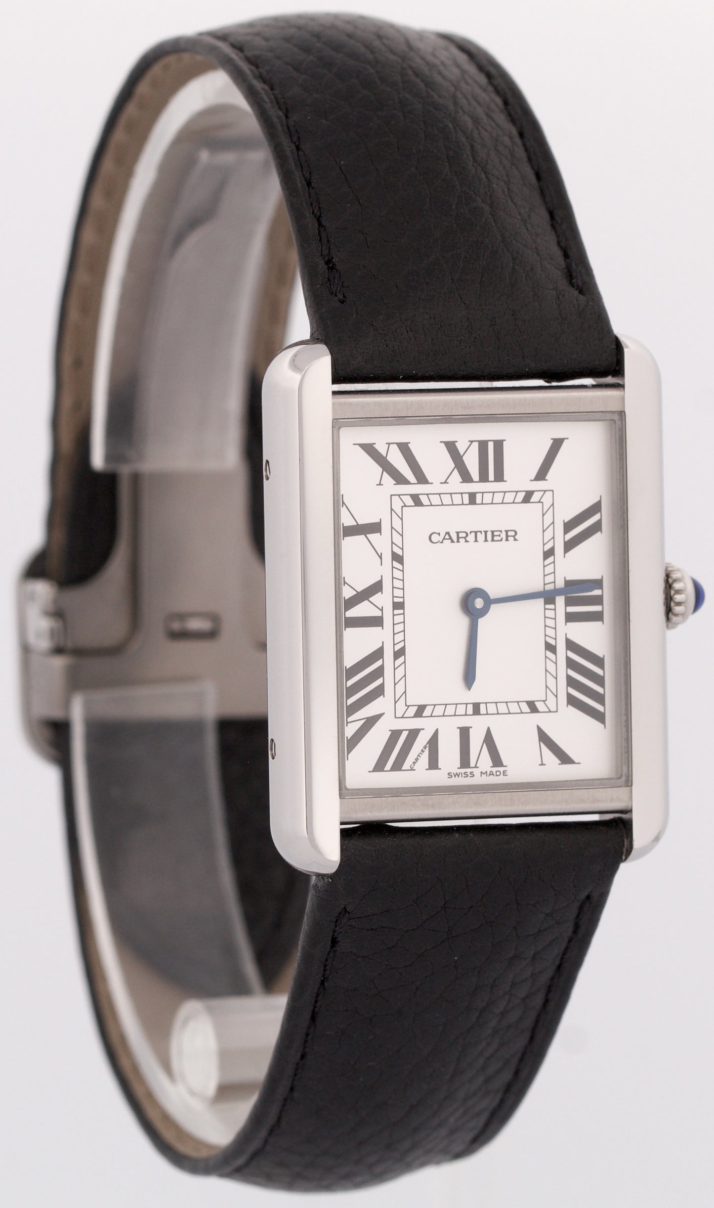 Cartier Tank Solo Large Stainless Steel Roman Quartz Leather 3169 / W5200014 BOX