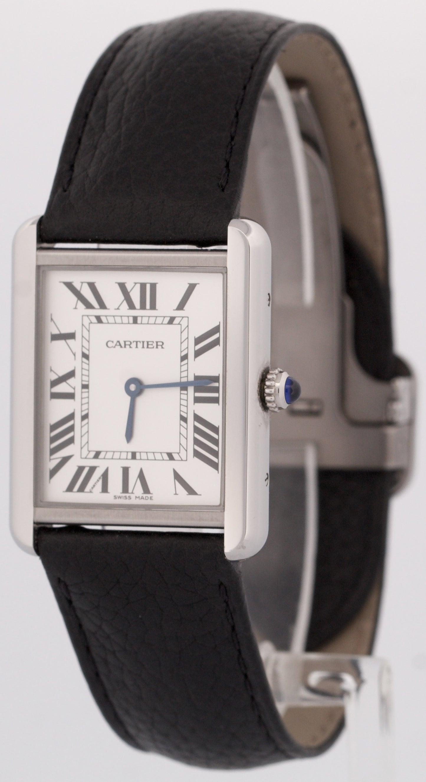 Cartier Tank Solo Large Stainless Steel Roman Quartz Leather 3169 / W5200014 BOX
