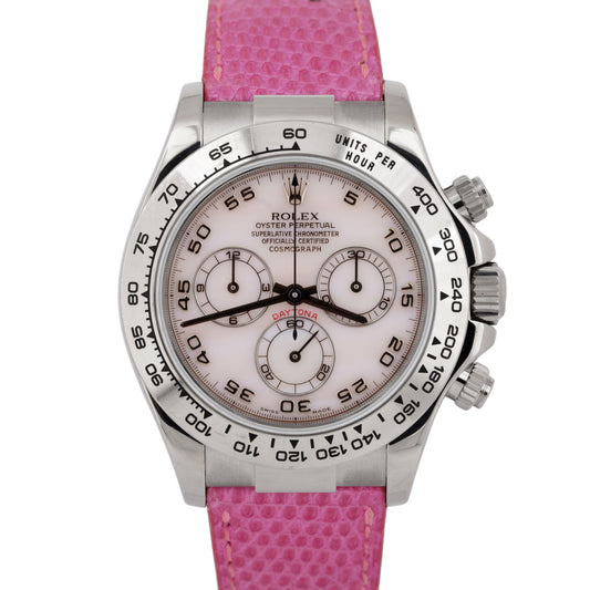 MINT PAPERS Rolex Daytona Cosmograph BEACH PINK MOP White Gold Watch 116519 BOX