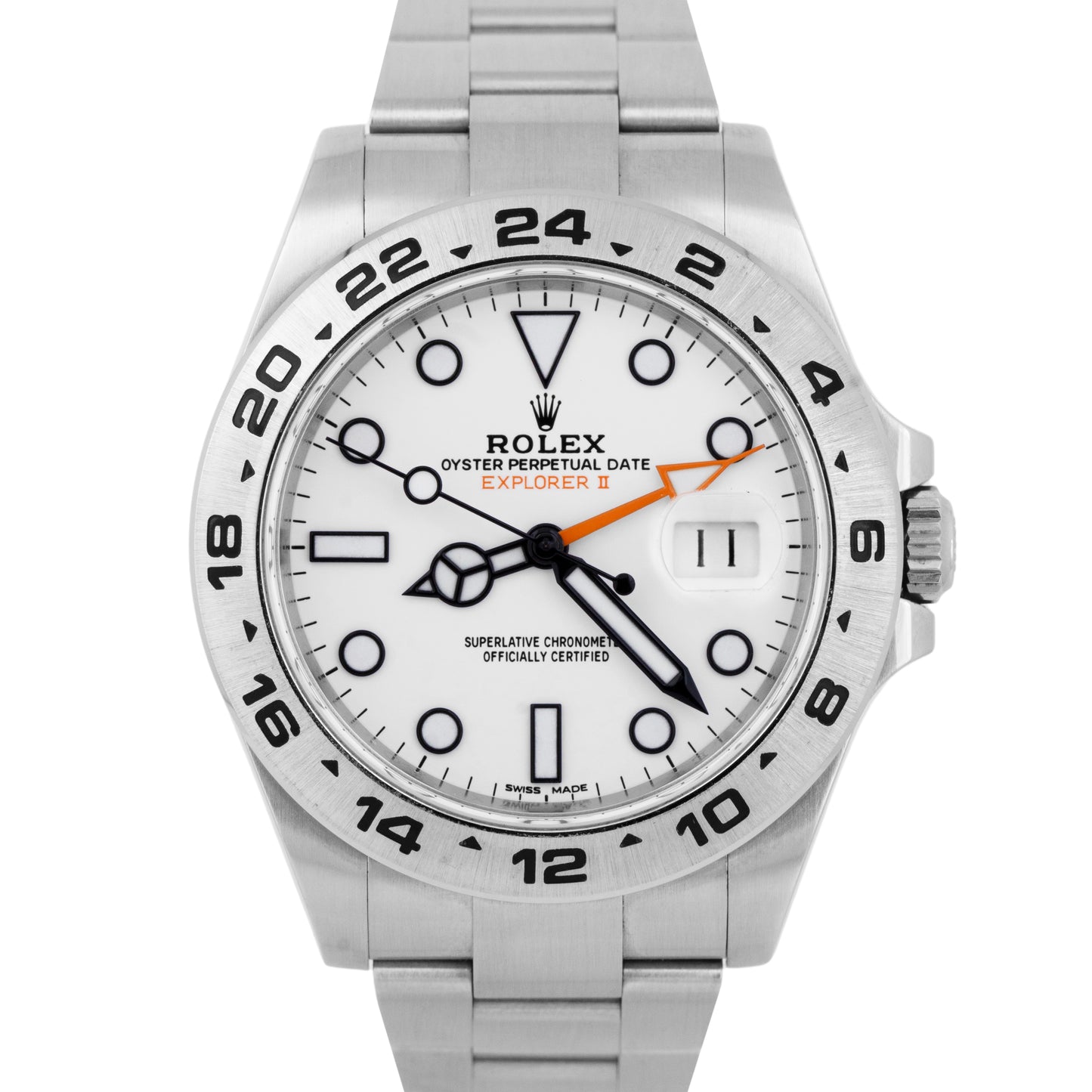 MINT PAPERS Rolex Explorer II 42mm 216570 Polar White Orange Steel Watch BOX