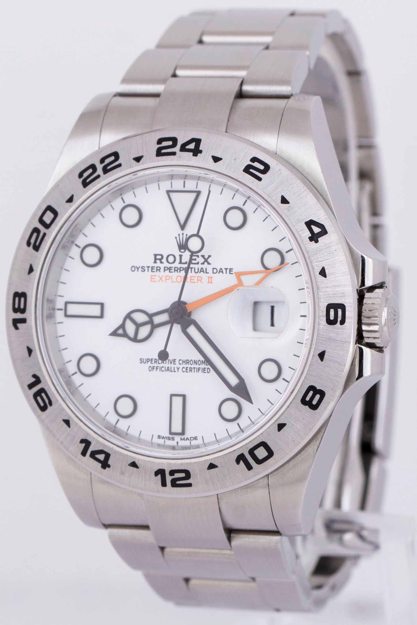 MINT PAPERS Rolex Explorer II 42mm 216570 Polar White Orange Steel Watch BOX