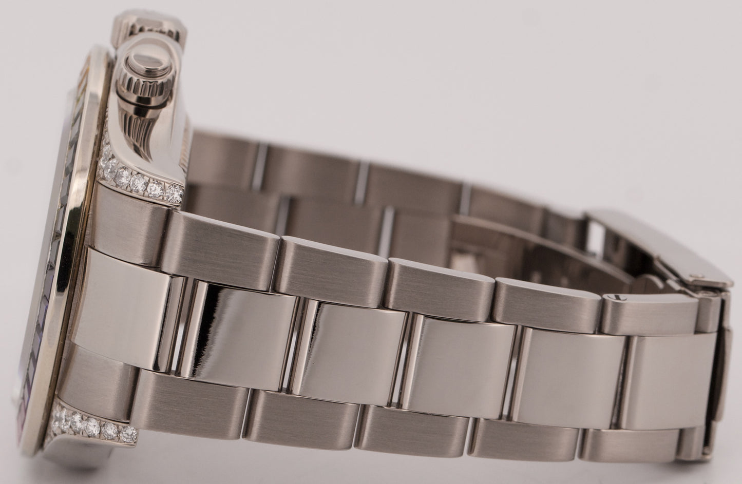 Rolex Daytona Cosmograph RAINBOW PAVE DIAMOND 18K White Gold Watch 116509 BOX