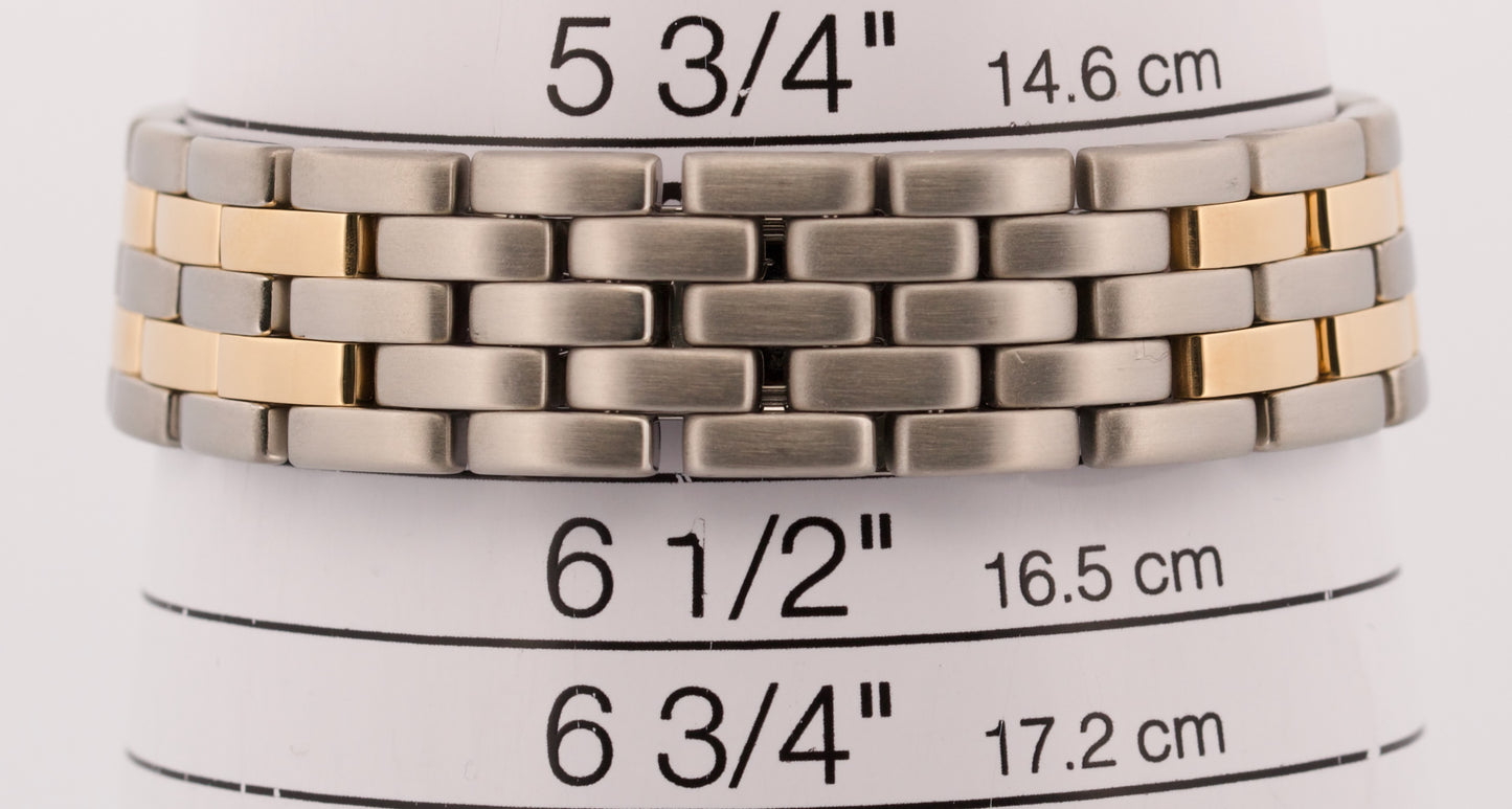 Cartier Panthere TWO ROW 18K Gold Steel DIAMOND 27mm IVORY W25028B6 187949 Watch