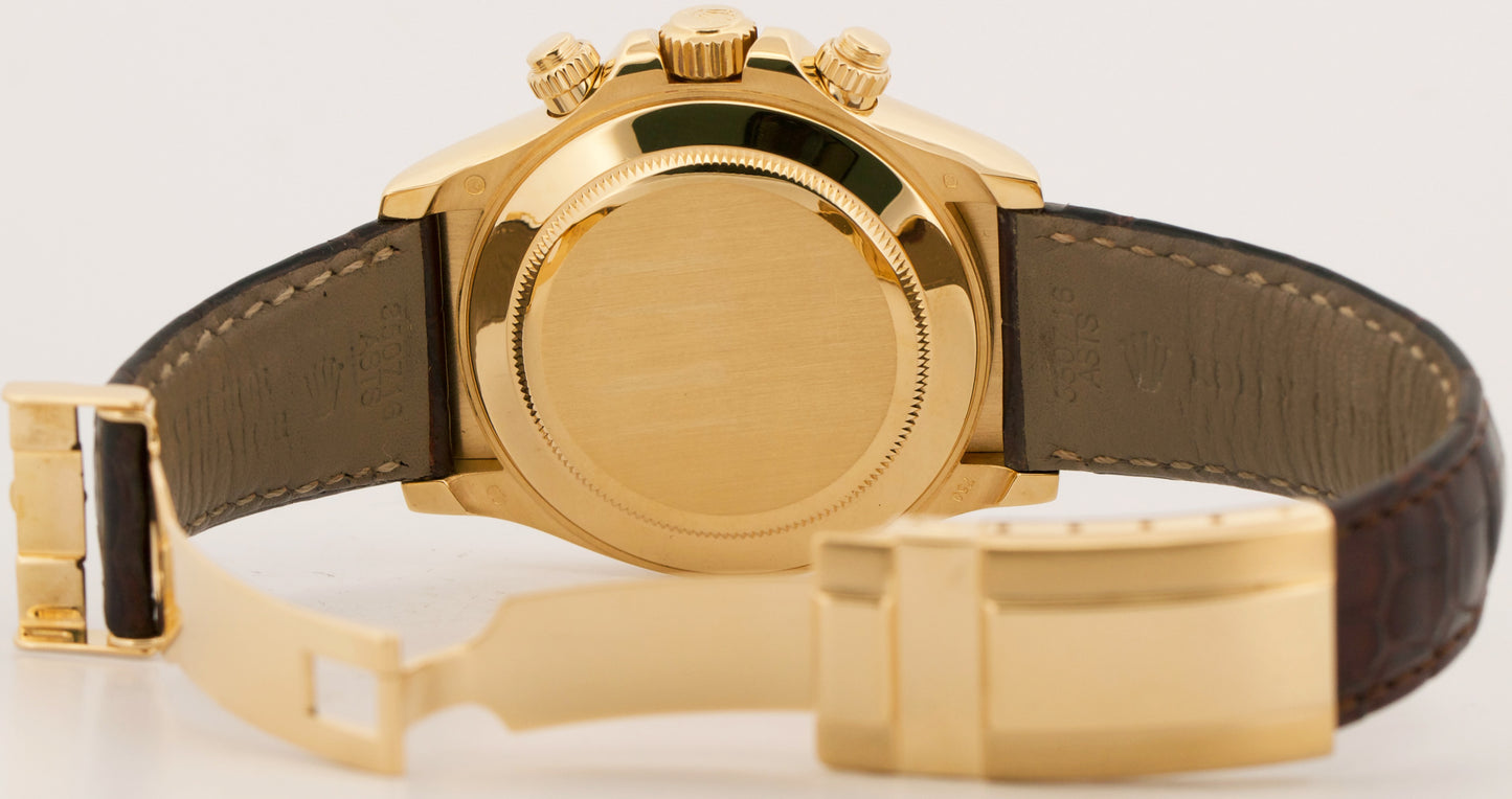 Rolex Daytona Cosmograph IVORY PANDA 18K Yellow Gold Brown Leather 116518 Watch