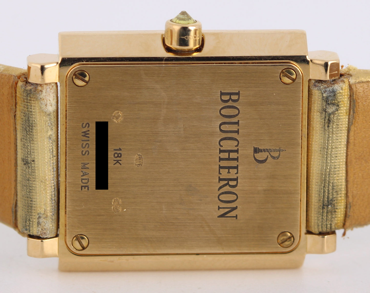 Boucheron Carree PAPERS 18k Gold YELLOW DIAMOND Mother of Pearl AJ410452 BOX