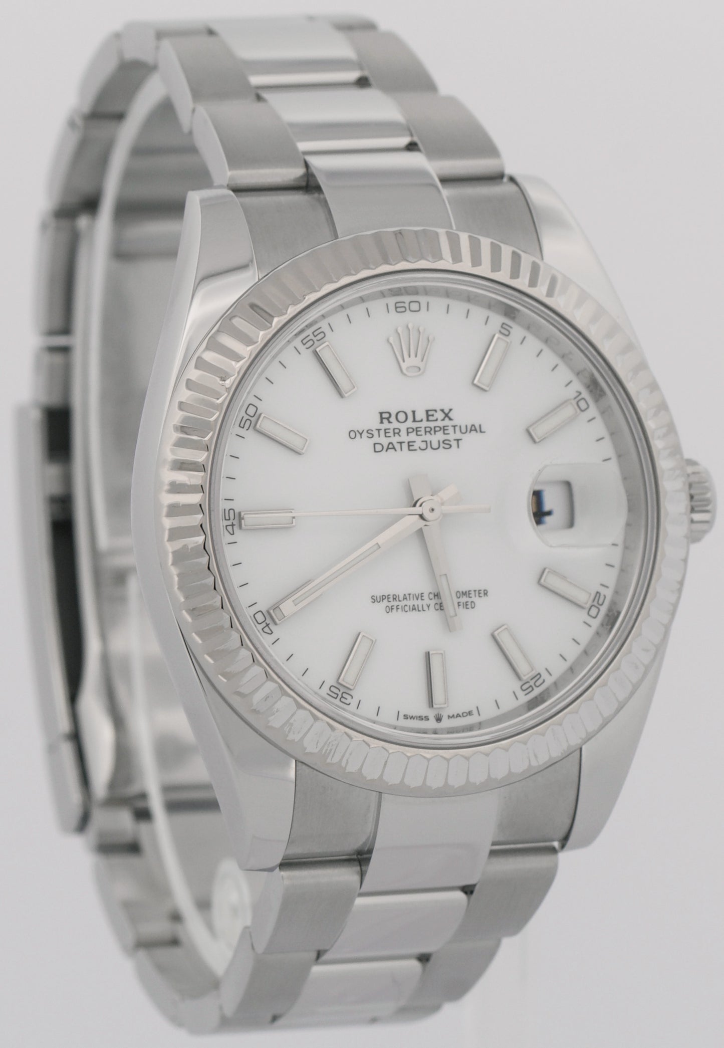 MINT 2023 Rolex DateJust 41 WHITE 18K Gold Stainless Steel OYSTER 41mm 126334