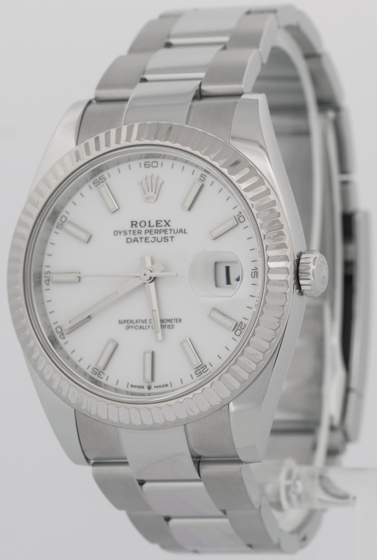 MINT 2023 Rolex DateJust 41 WHITE 18K Gold Stainless Steel OYSTER 41mm 126334