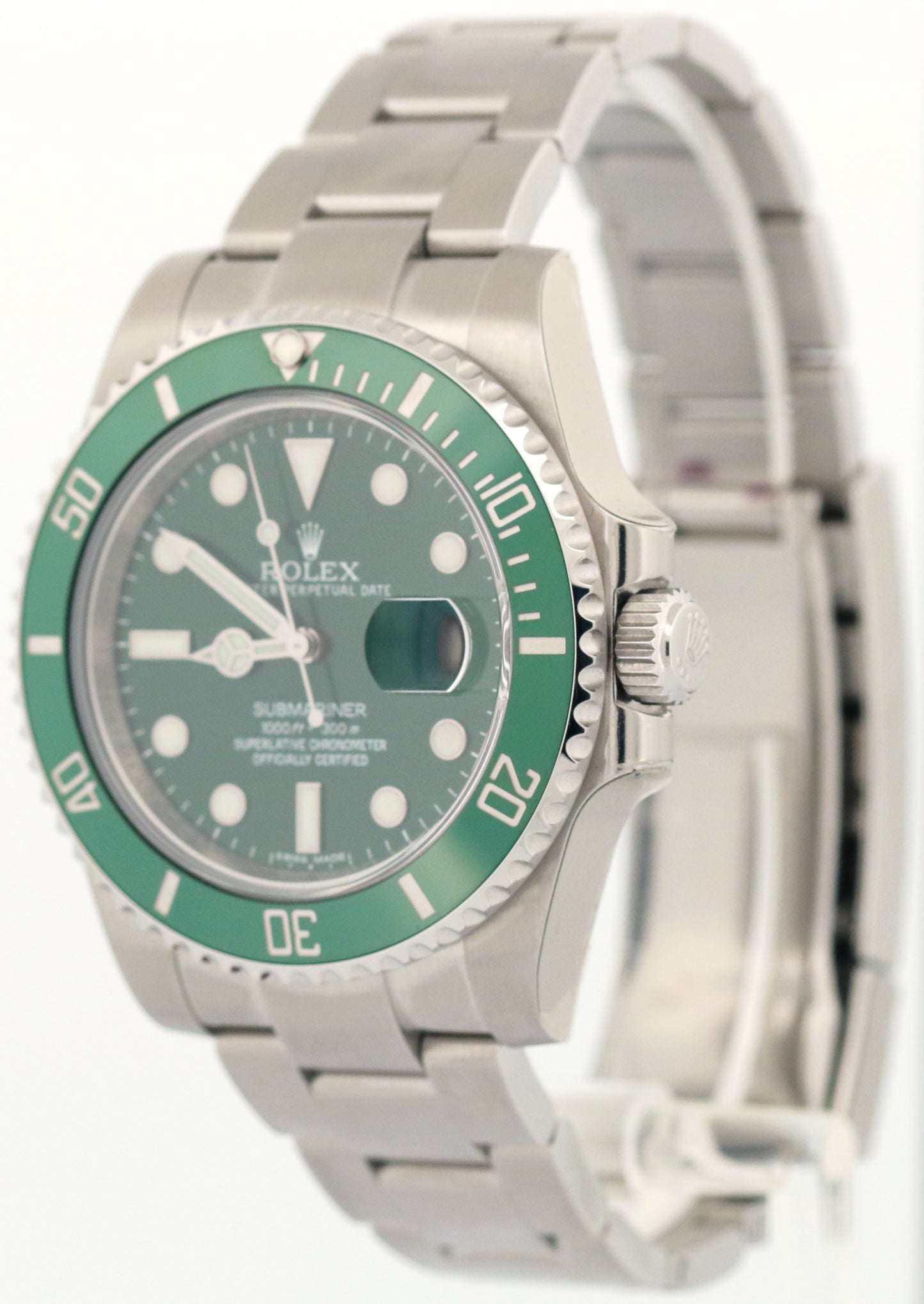 NOS STICKERED Rolex Submariner Date HULK Green Stainless 40mm 116610 LV BOX