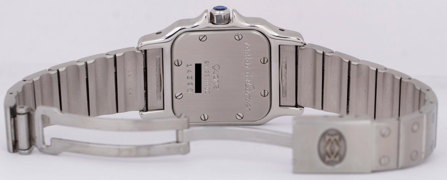 Ladies Cartier Santos Galbee 24mm Ivory Roman Stainless Steel Watch 9057930 BOX