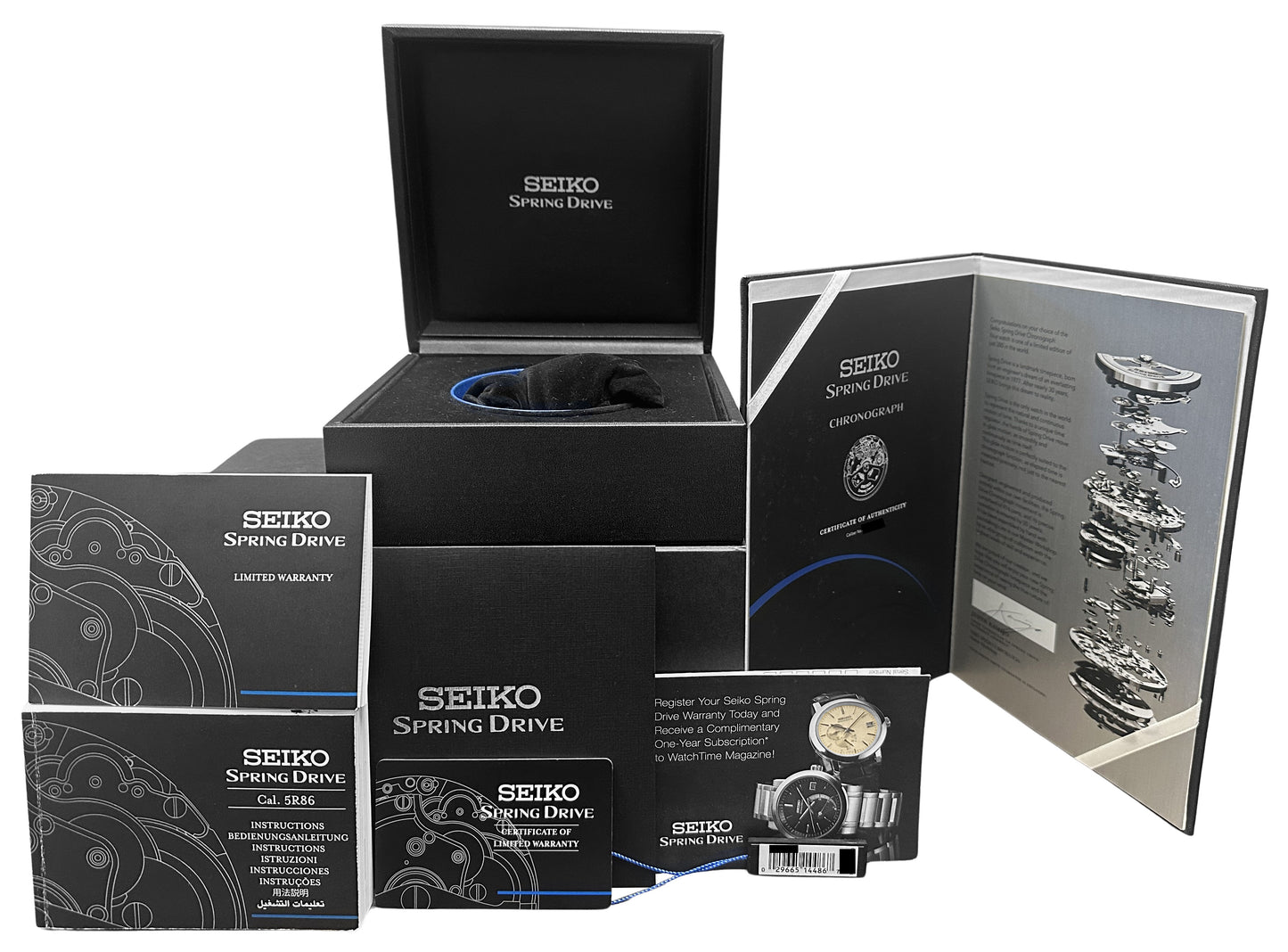 Seiko Spring Drive Chronograph PAPERS Titanium Silver 44m SPS001 Watch BOX