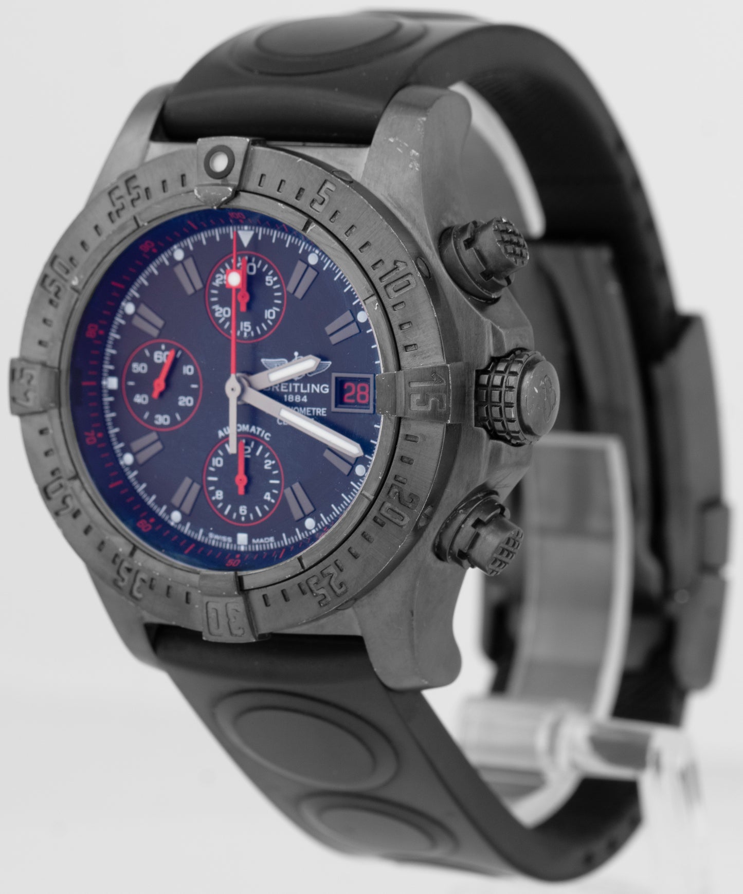 Breitling Avenger Skyland Black Red Blacksteel Automatic 44mm Watch M13380 BOX
