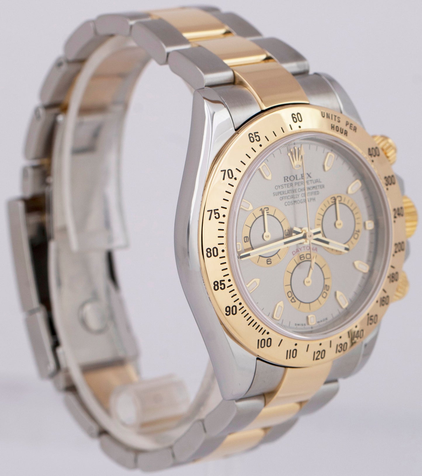 MINT Rolex Daytona Cosmograph 40mm SLATE 18K Yellow Gold Steel Watch 116523