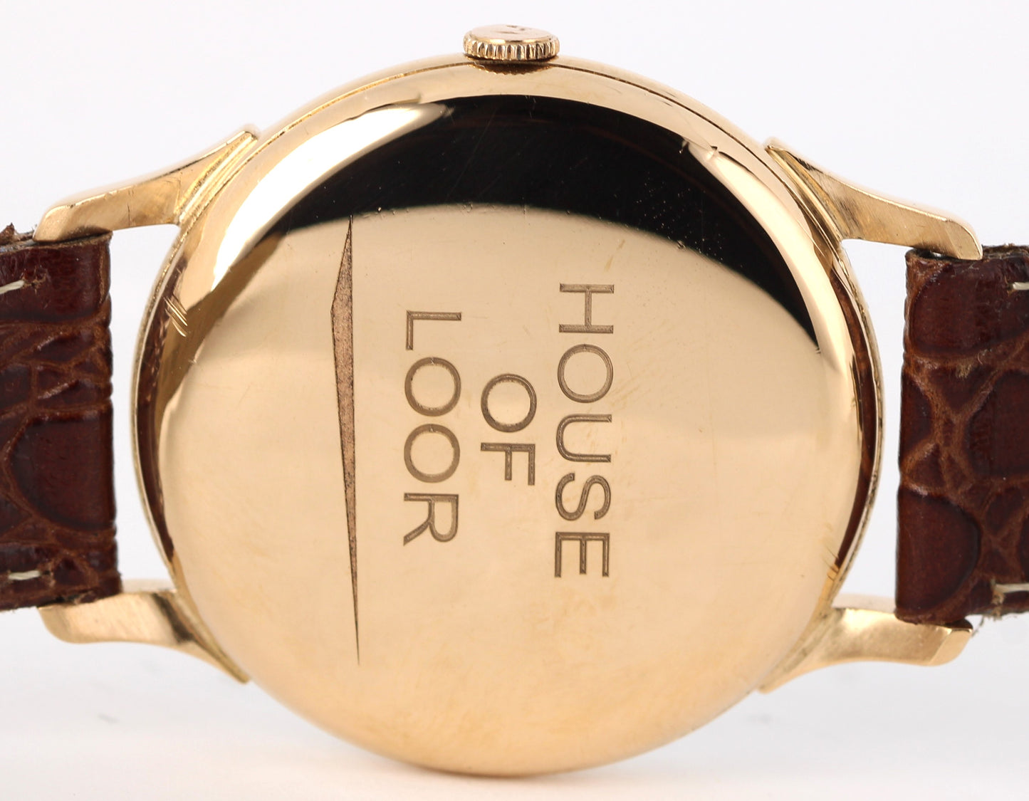 VINTAGE Rolex Precision 18k Rose Gold Silver 35mm Brown Leather Dress Watch