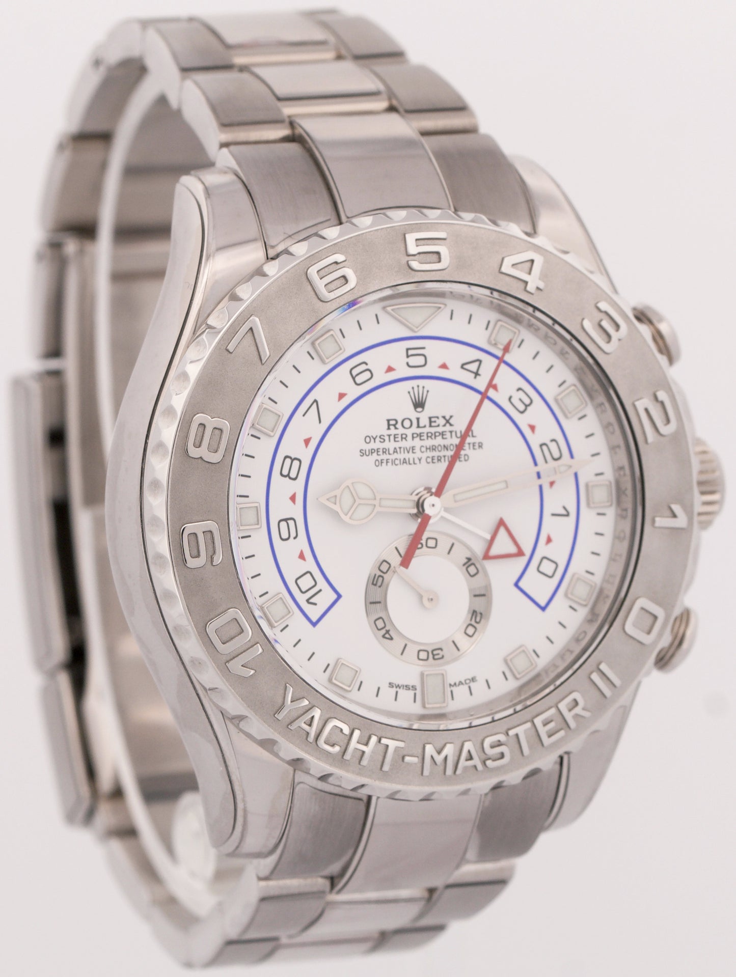 MERCEDES HANDS Rolex Yacht-Master II 44mm 116689 18K White Gold Platinum Watch