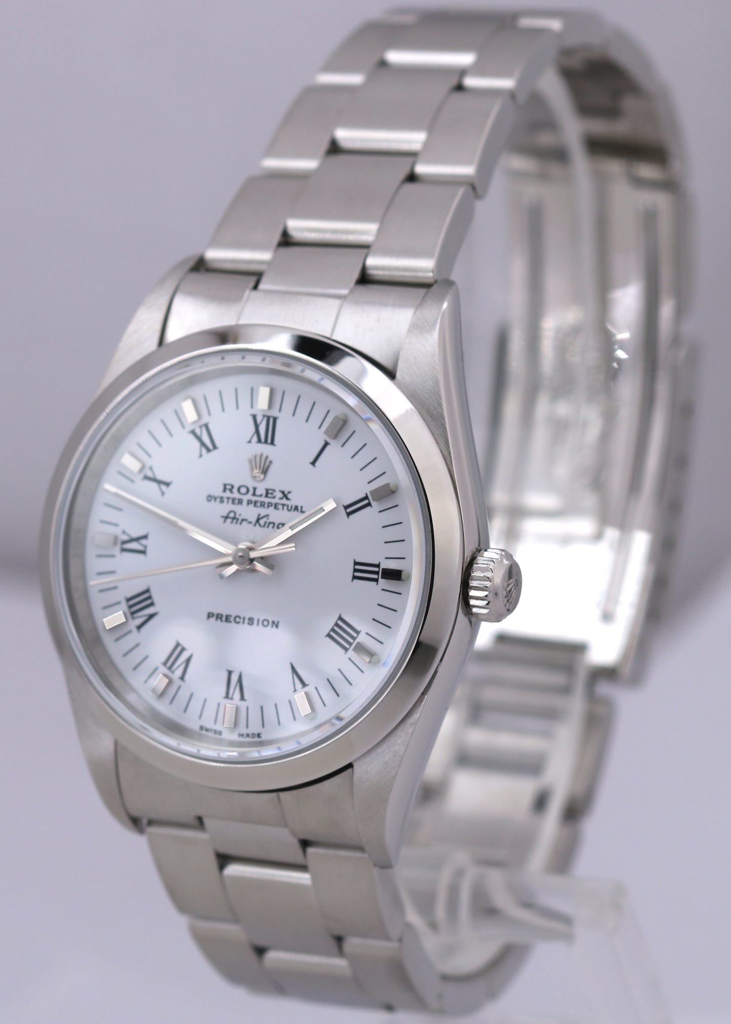 MINT PAPERS Rolex Oyster Perpetual WHITE ROMAN Air-King 34mm Stainless 14000 BOX