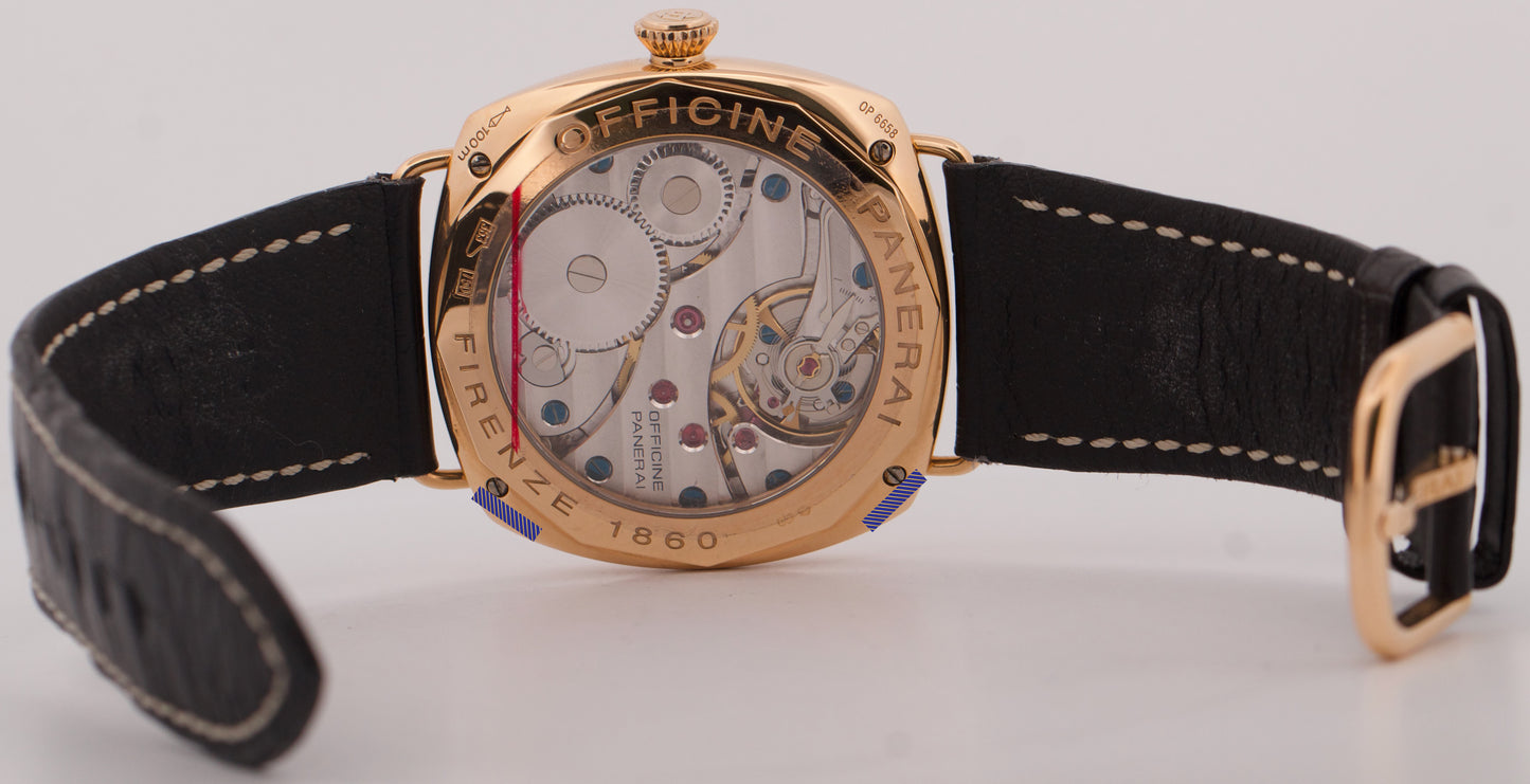 MINT Panerai Radiomir 18K ROSE GOLD Black Manual Leather PAM 231 45mm PAM00231