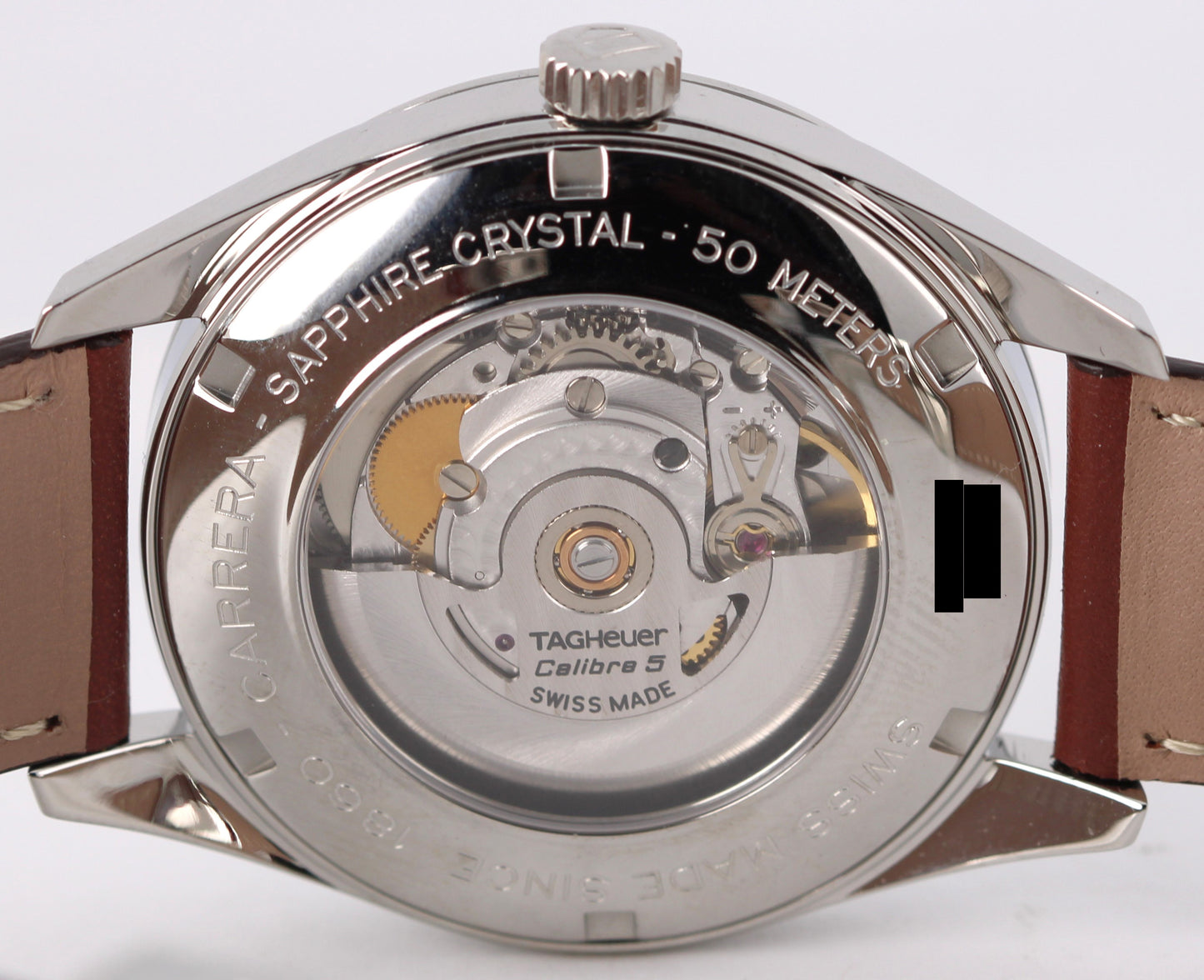 Tag Heuer Carrera Date Calibre 5 Steel Silver 38mm WV211A-2 Brown Leather Watch