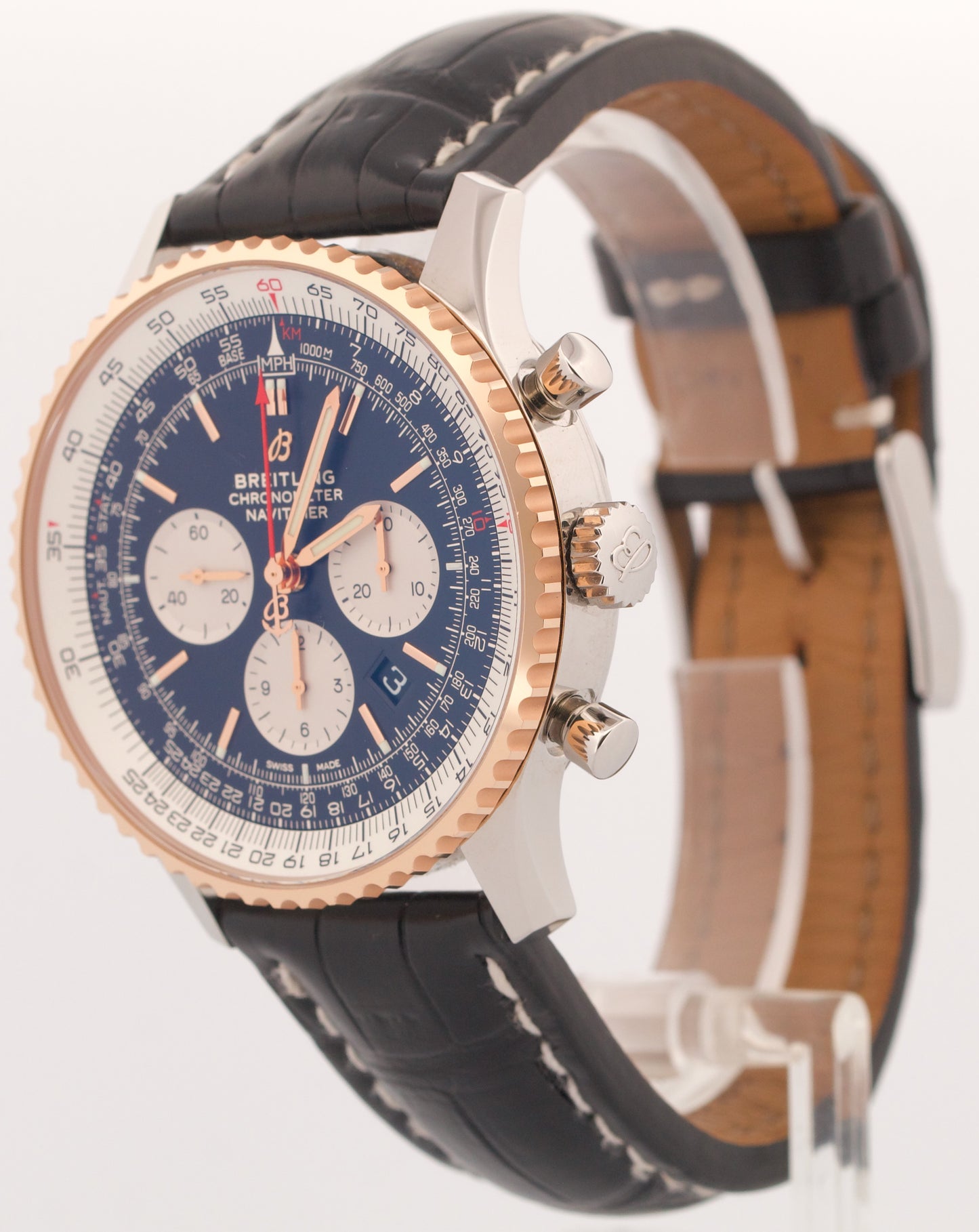 MINT 2024 PAPERS Breitling Navitimer Steel 18K Gold Leather 46mm UB0127 BOX