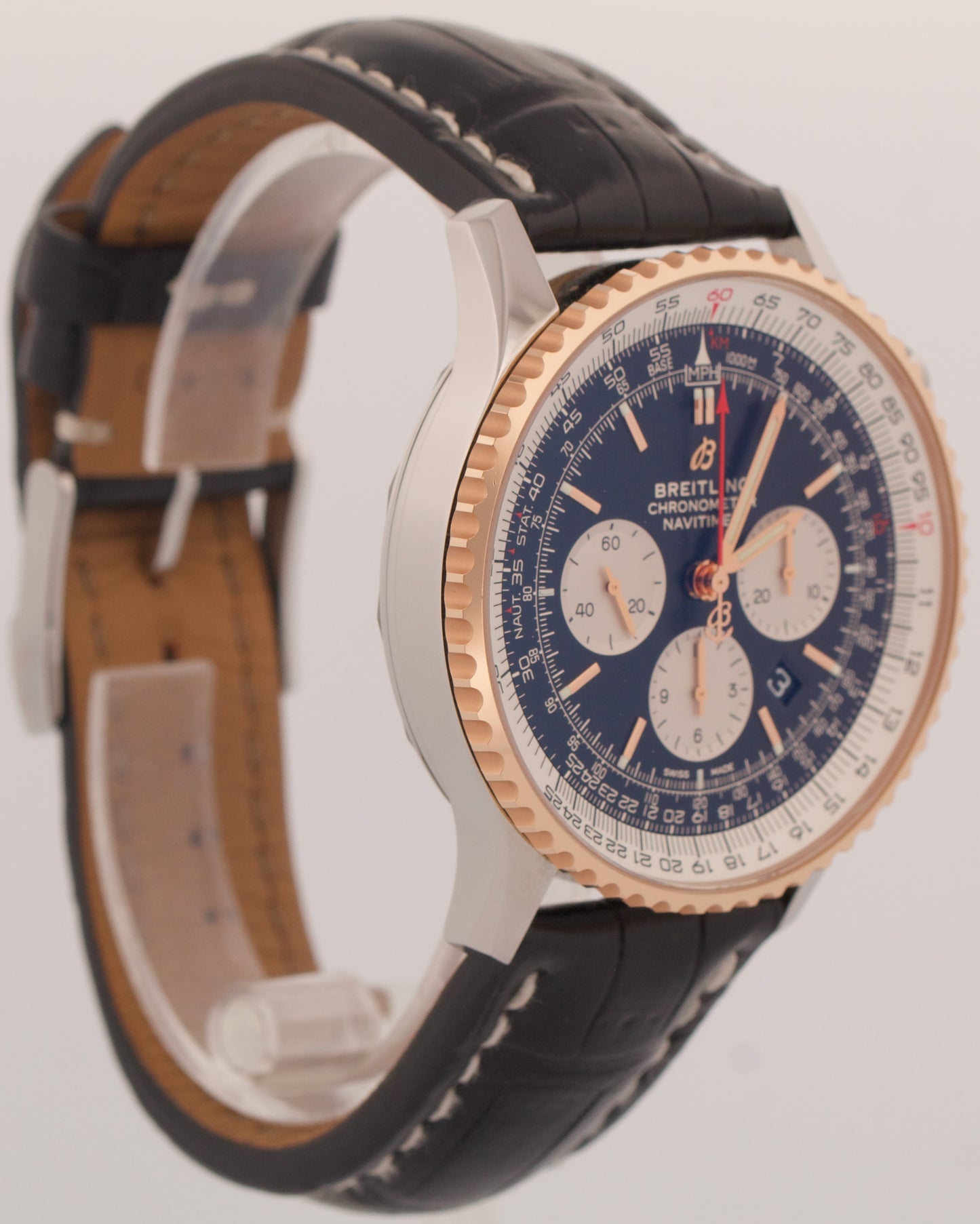 MINT 2024 PAPERS Breitling Navitimer Steel 18K Gold Leather 46mm UB0127 BOX