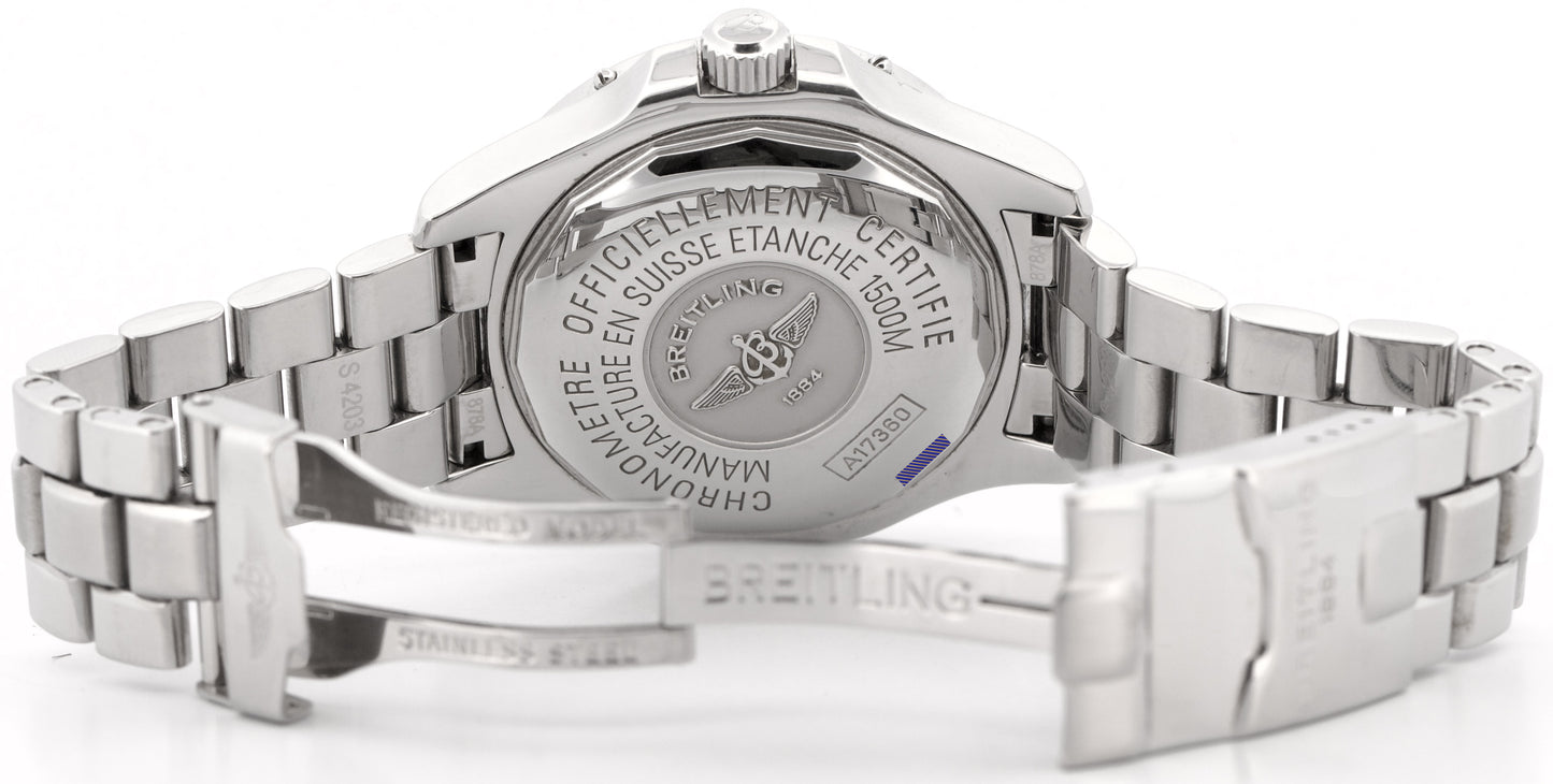 2004 PAPERS Breitling SuperOcean 42mm BLACK Steel Automatic A17360 Watch BOX