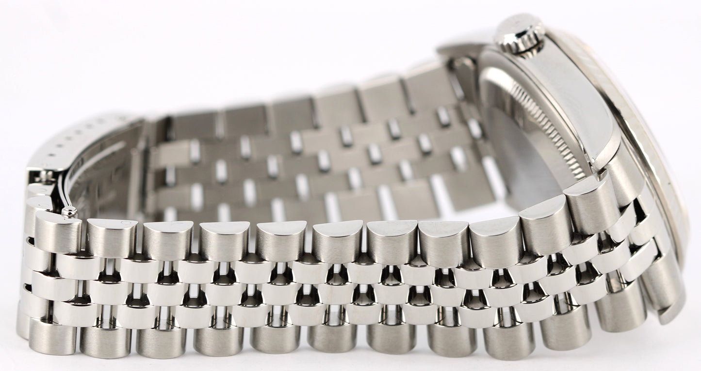 1999 Papers + RSC Rolex DateJust Steel IVORY JUBILEE 36mm 16234 Fluted Watch BOX