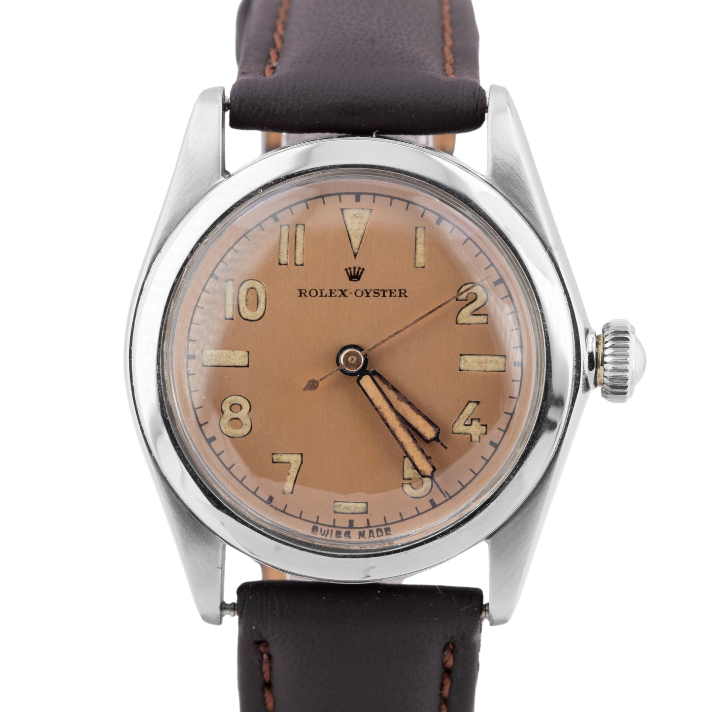 1941 Rolex Oyster Salmon 30mm Arabic Manual Winding Stainless Steel Watch 2280