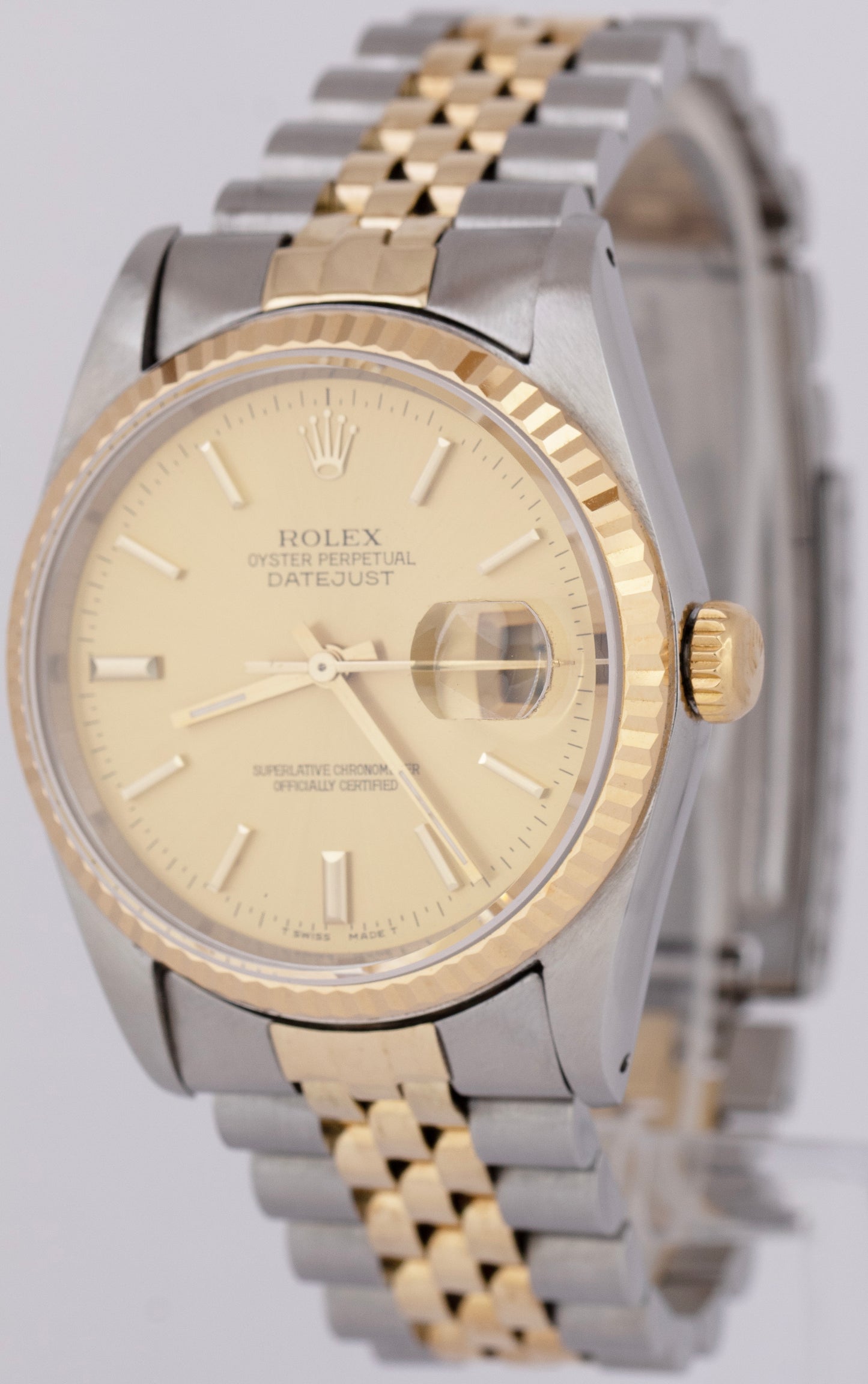 Rolex DateJust 36mm Champagne Dial Stainless Steel 18K Yellow Gold 16233 Watch