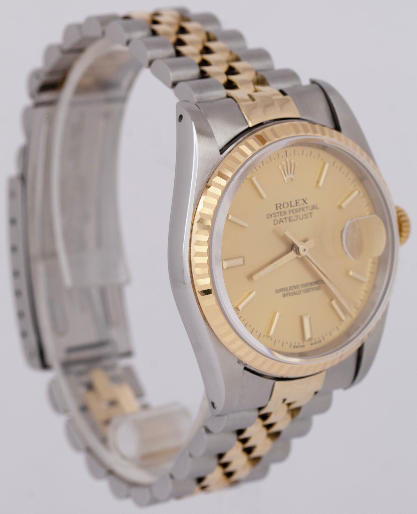 Rolex DateJust 36mm Champagne Dial Stainless Steel 18K Yellow Gold 16233 Watch