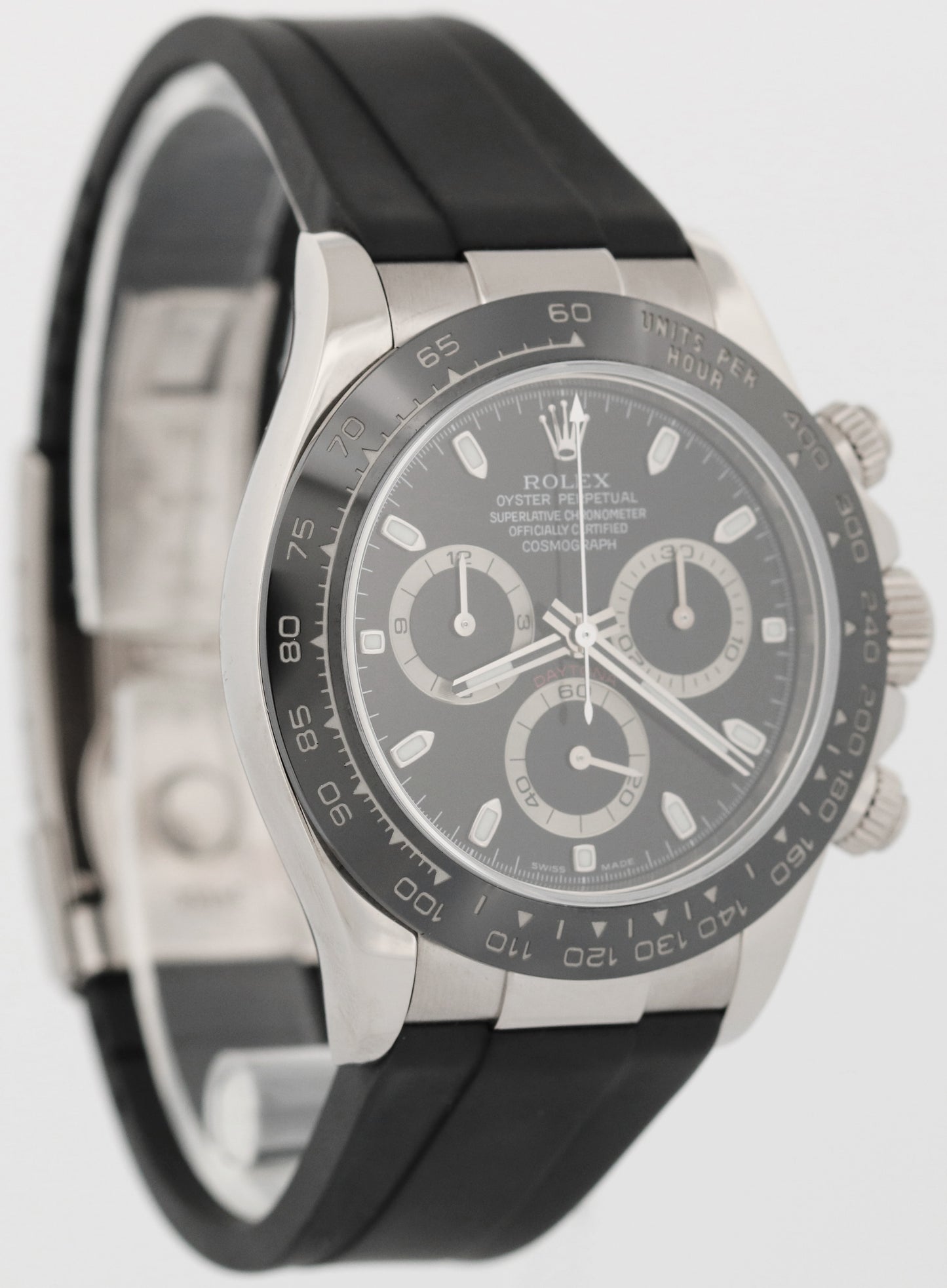 Rolex Daytona Cosmograph 18K White Gold BLACK Rubber Ceramic 116519 Watch