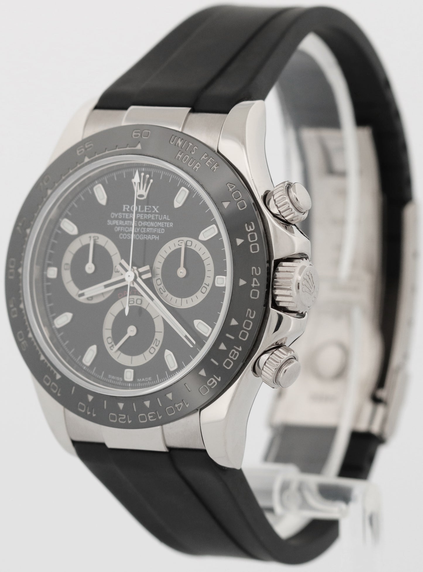 Rolex Daytona Cosmograph 18K White Gold BLACK Rubber Ceramic 116519 Watch