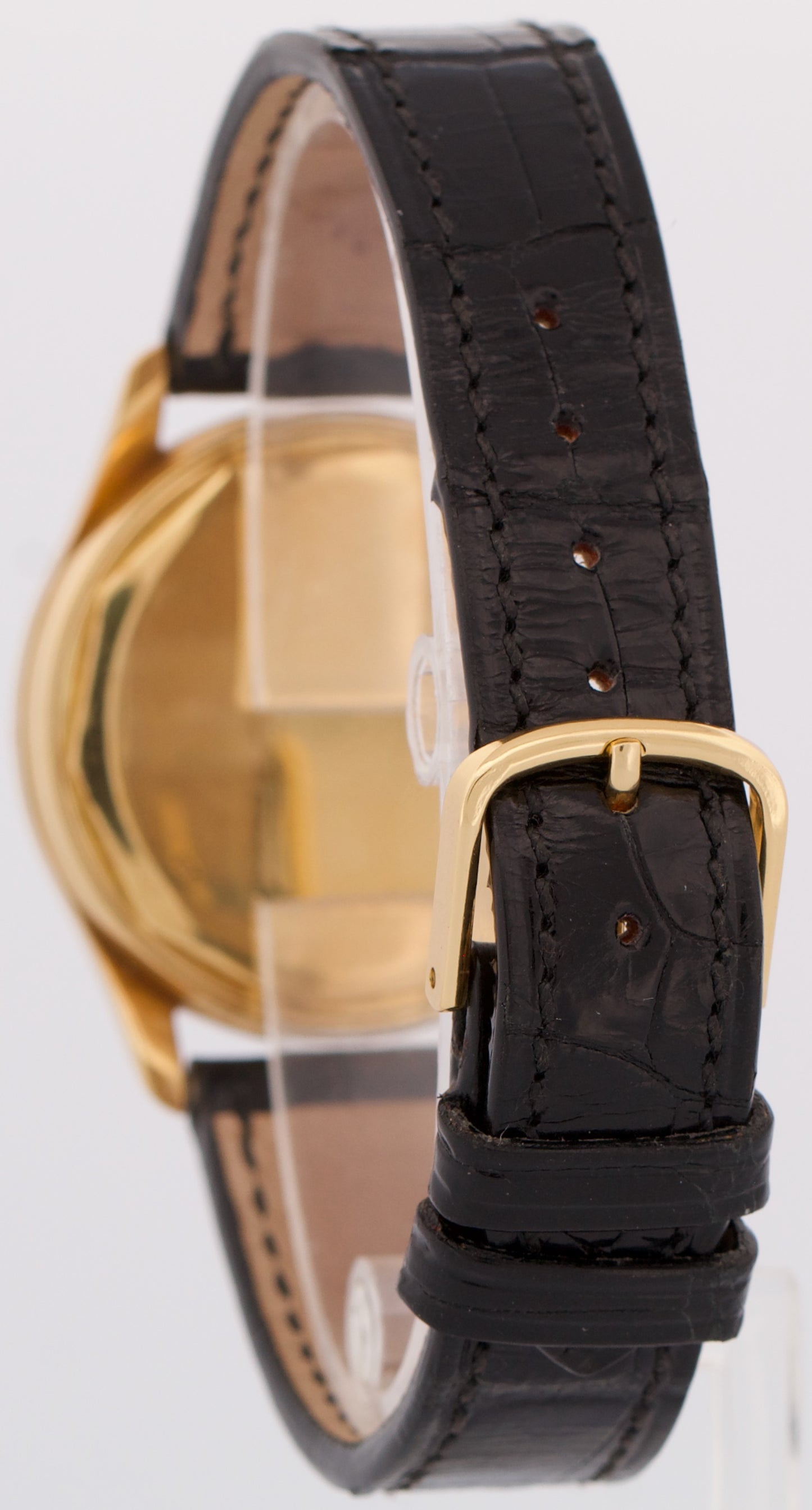 VINTAGE Patek Philippe Calatrava 35mm SILVER Manual 18K Yellow Gold Leather 2532