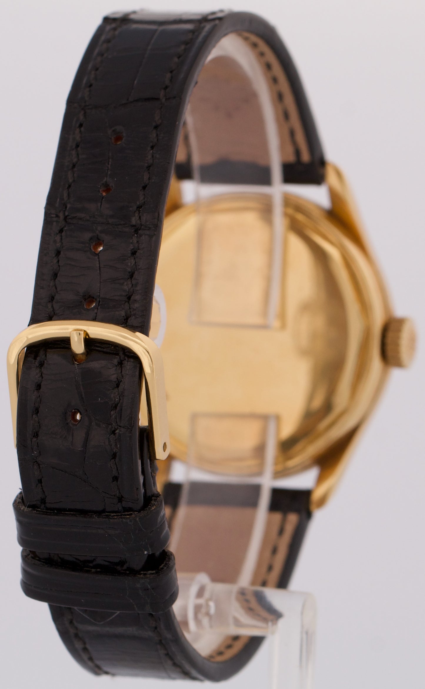 VINTAGE Patek Philippe Calatrava 35mm SILVER Manual 18K Yellow Gold Leather 2532