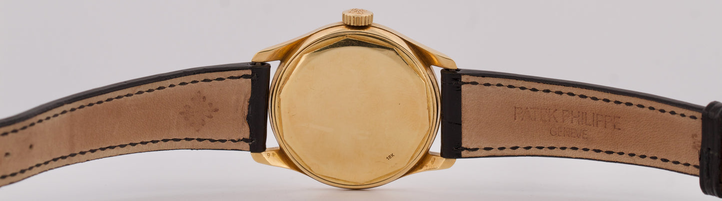 VINTAGE Patek Philippe Calatrava 35mm SILVER Manual 18K Yellow Gold Leather 2532