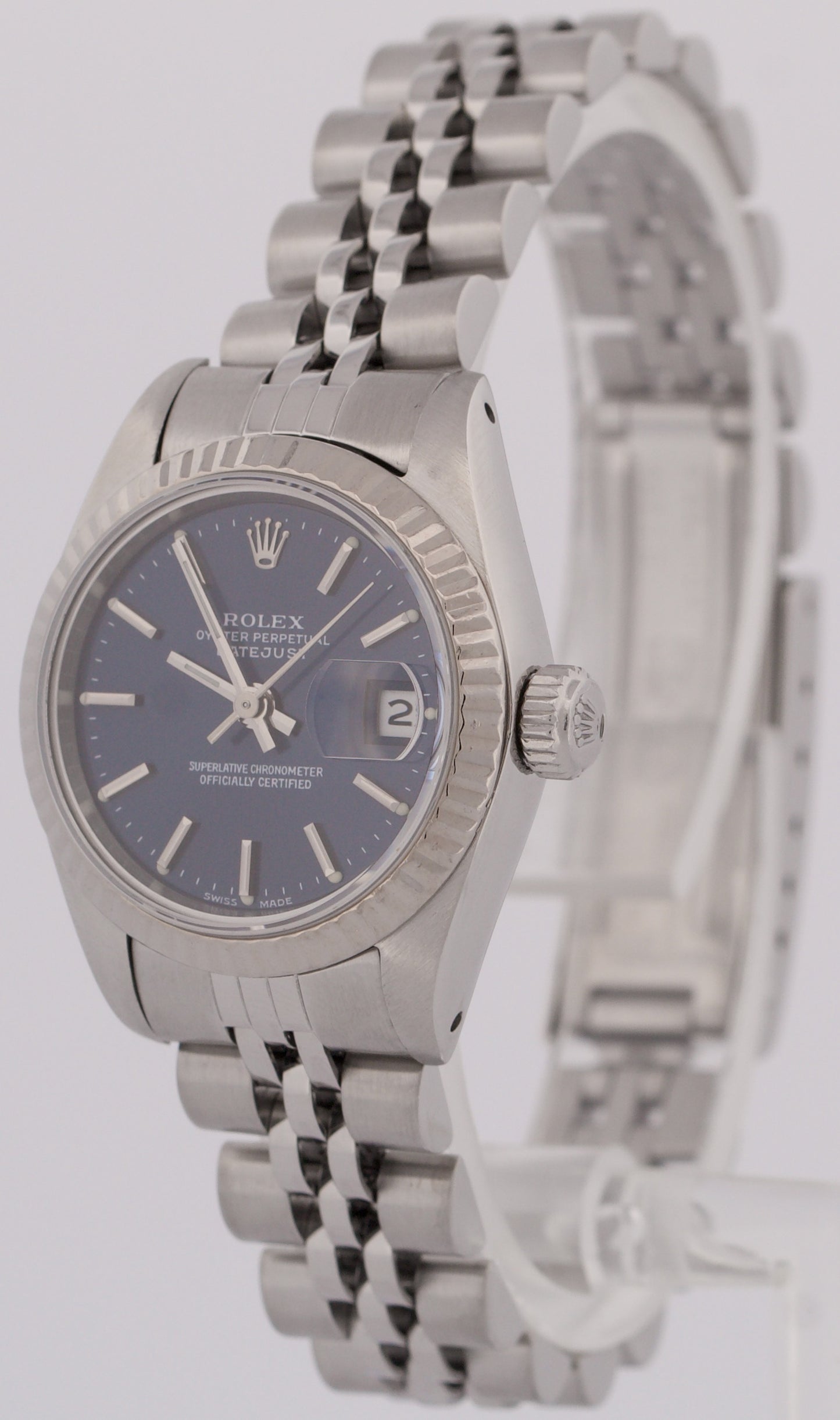 Ladies Rolex DateJust 26mm BLUE 18K White Gold Stainless Steel JUBILEE 69174