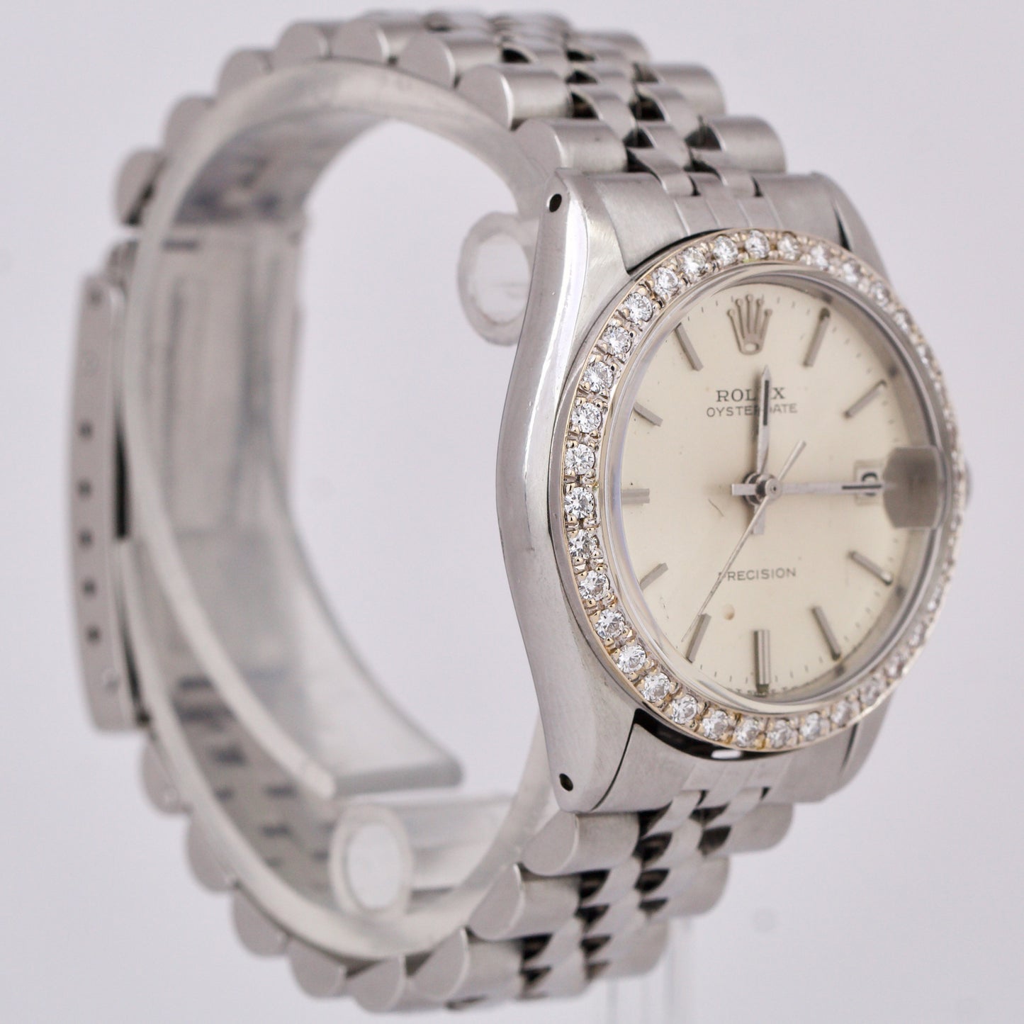 VINTAGE 1967 Rolex Oysterdate Precision Silver DIAMOND Manual JUBILEE 34mm 6466