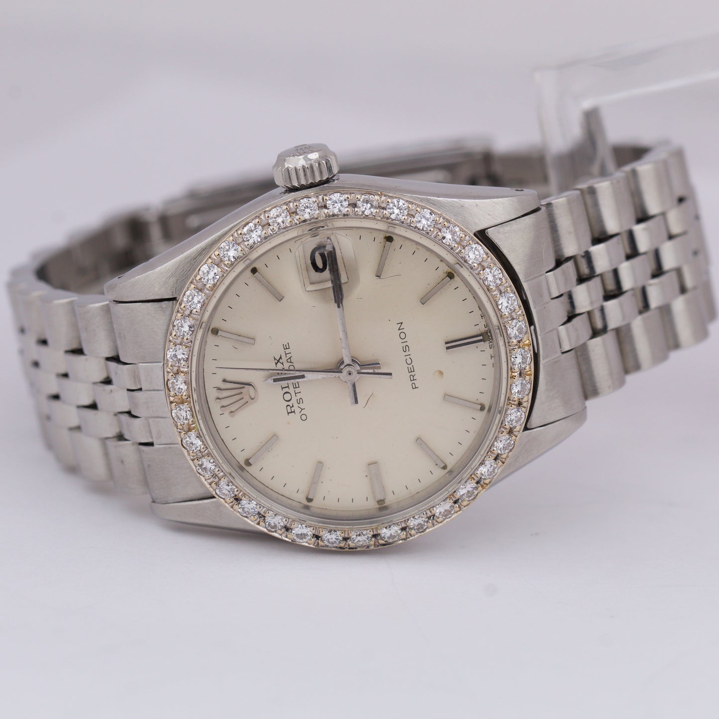 VINTAGE 1967 Rolex Oysterdate Precision Silver DIAMOND Manual JUBILEE 34mm 6466