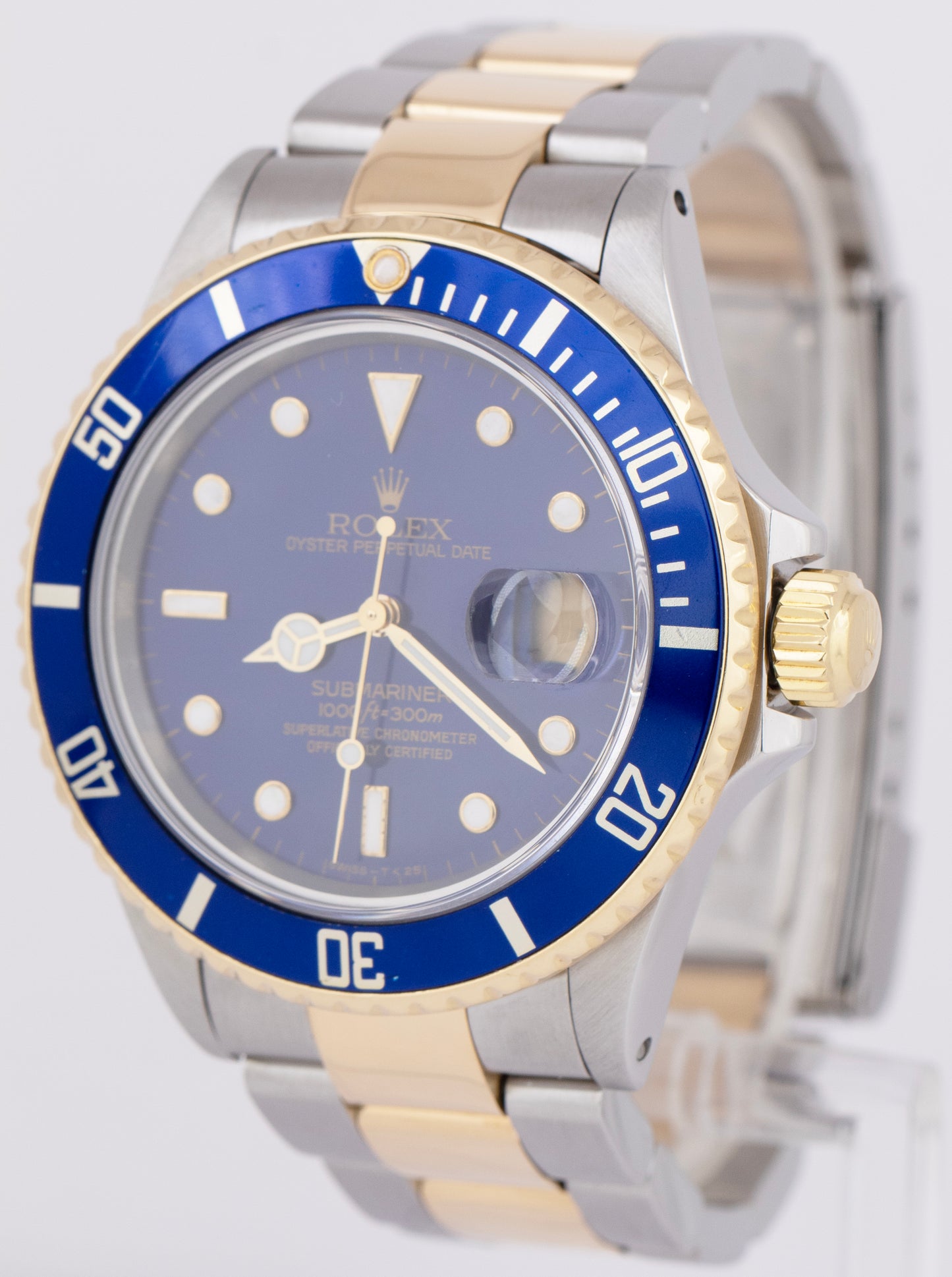Rolex Submariner Date 18K Yellow Gold Stainless Steel Blue 40mm 16803 Watch