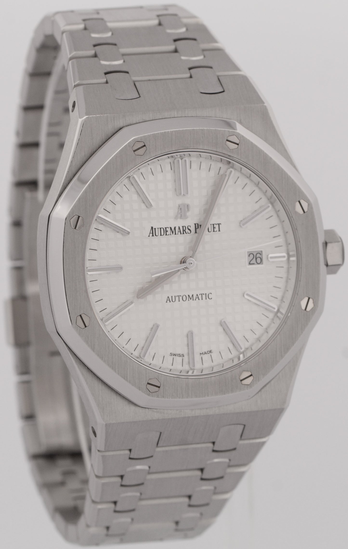 PAPERS Audemars Piguet Royal Oak WHITE Stainless 41mm 15400ST.OO.1220ST.02 BOX