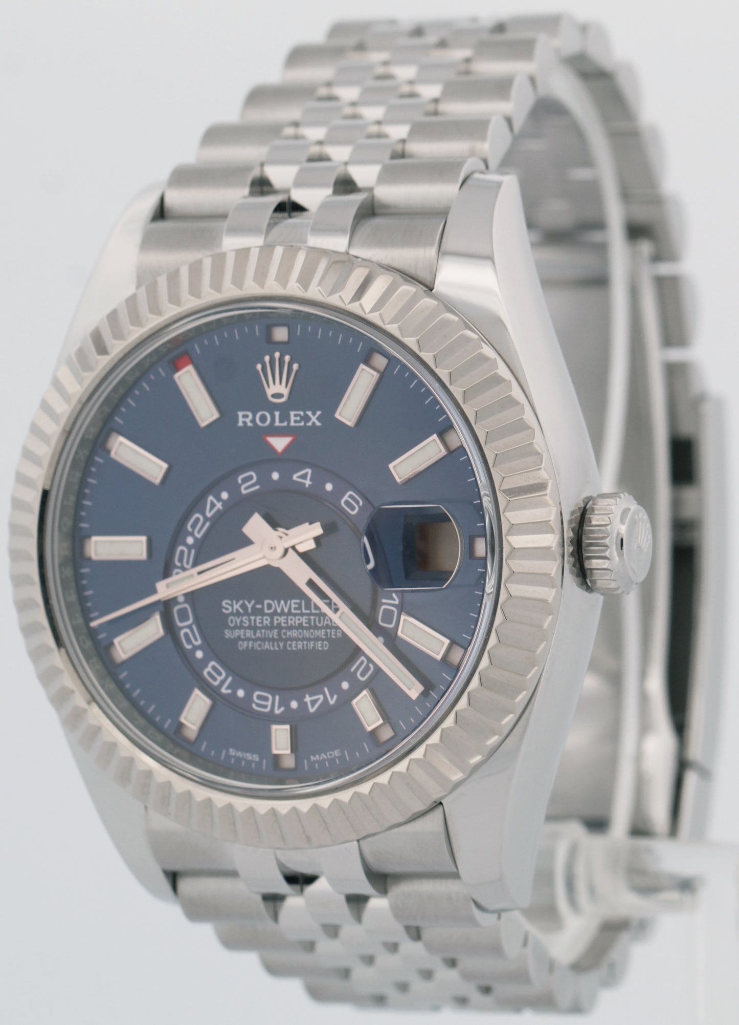 MINT 2023 PAPERS Rolex Sky-Dweller BLUE Steel 18K Gold 42mm JUBILEE 326934 BOX