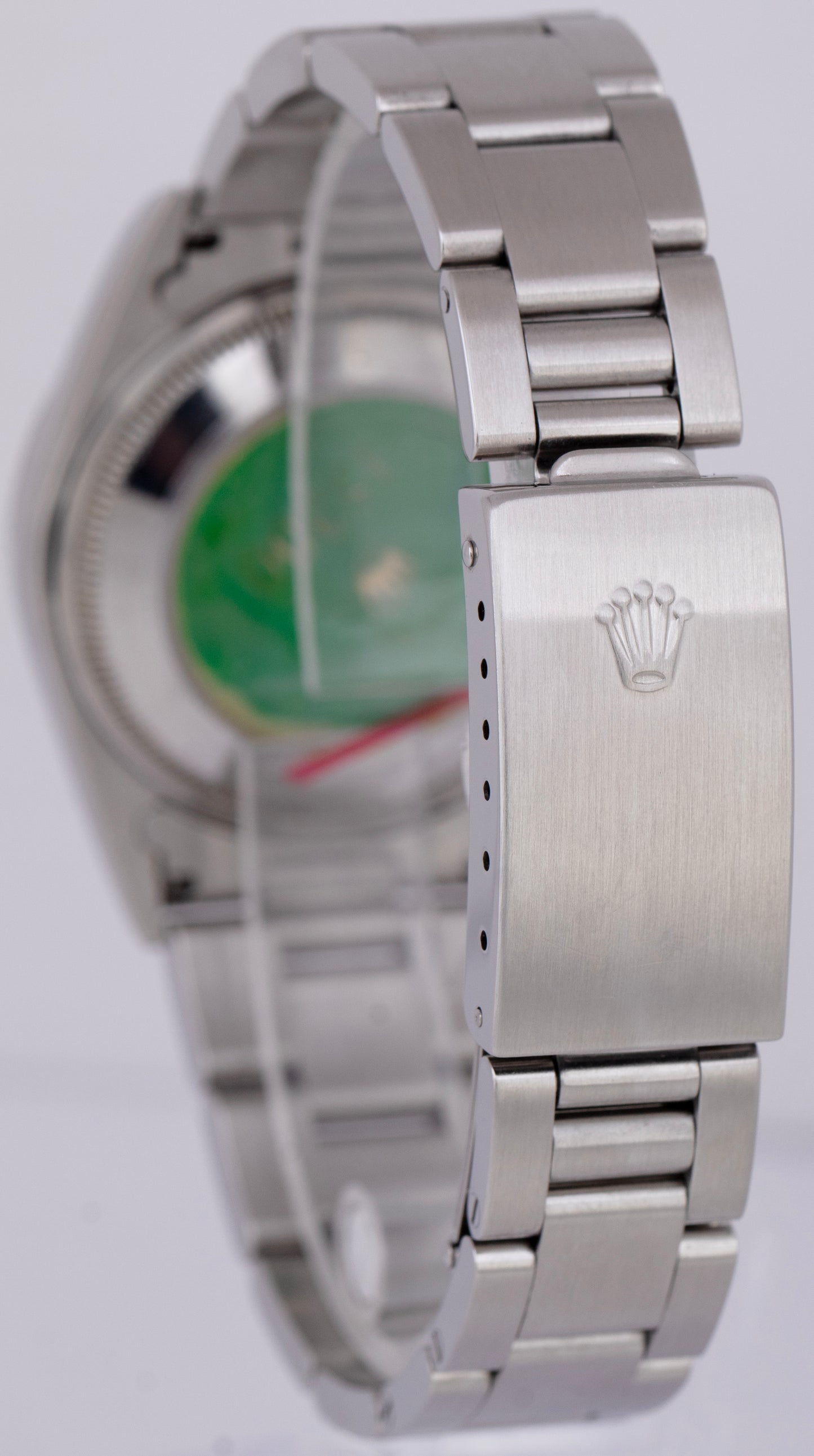 MINT Rolex Oyster Perpetual Date Blue 34mm Stainless Steel NO-HOLES Watch 15200