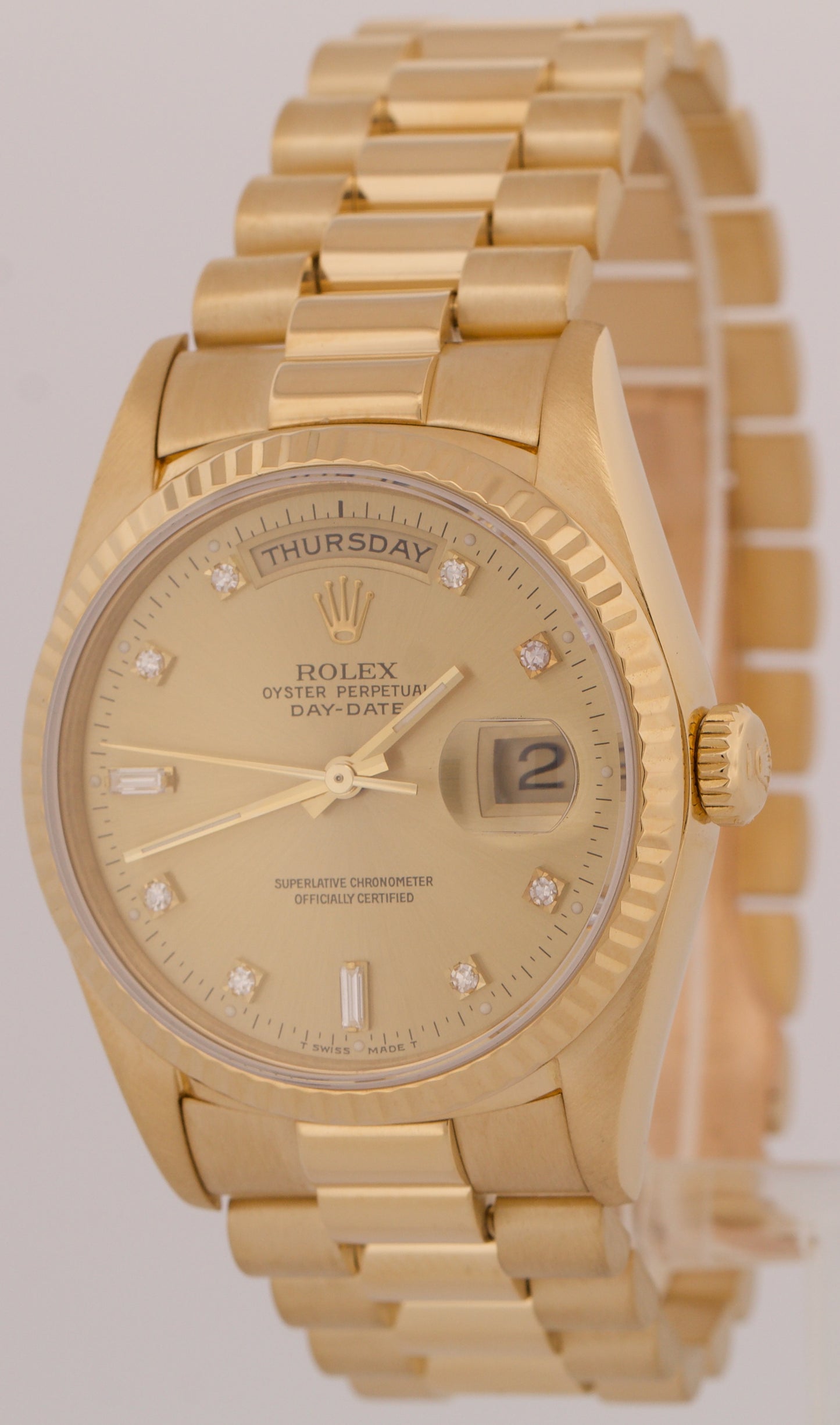 Rolex Day-Date President FACTORY CHAMPAGNE DIAMOND 36mm 18K Yellow Gold 18238