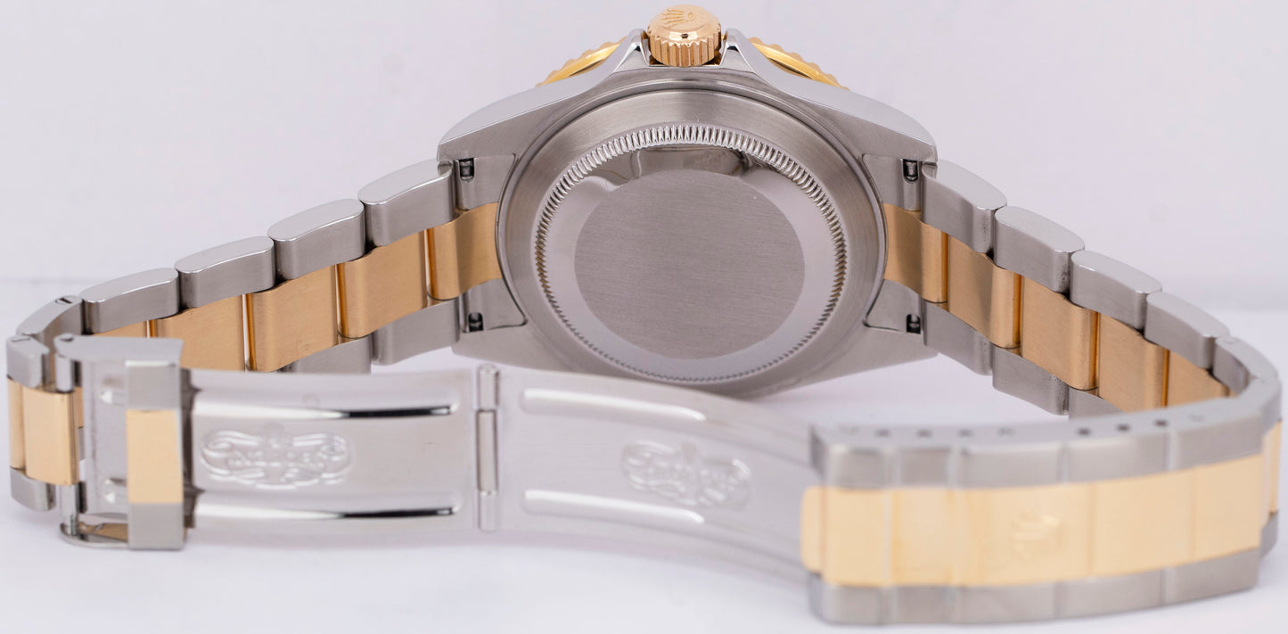 2008 PAPERS Rolex Submariner 40mm Black Two-Tone NO-HOLES Gold 16613 Watch BOX