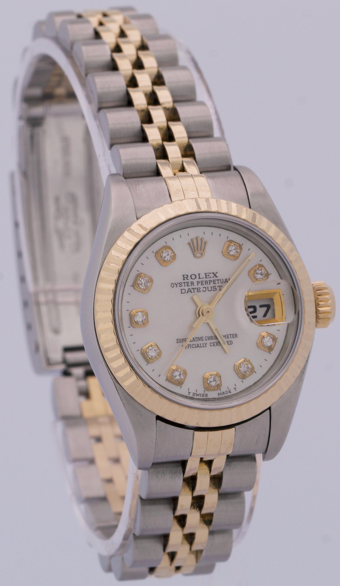 2003 Ladies Rolex DateJust MOP DIAMOND 18K Gold Steel 26mm JUBILEE Watch 79173